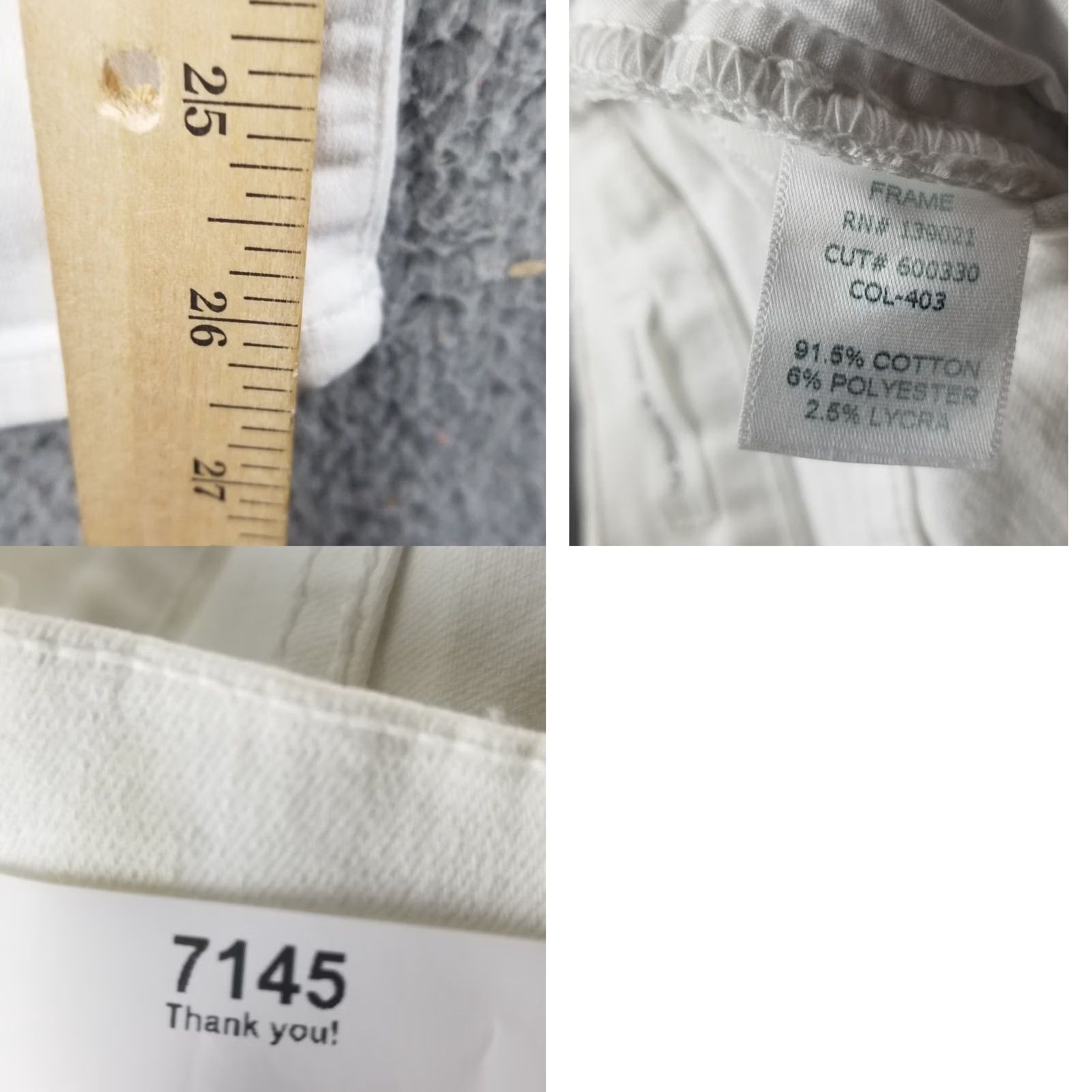 Frame FRAME Le Skinny De Jeanne Jeans - Women 24 White Denim Stretch Distressed Slim Cropped 27in Inseam Size 42" / US 20 - 8 Thumbnail