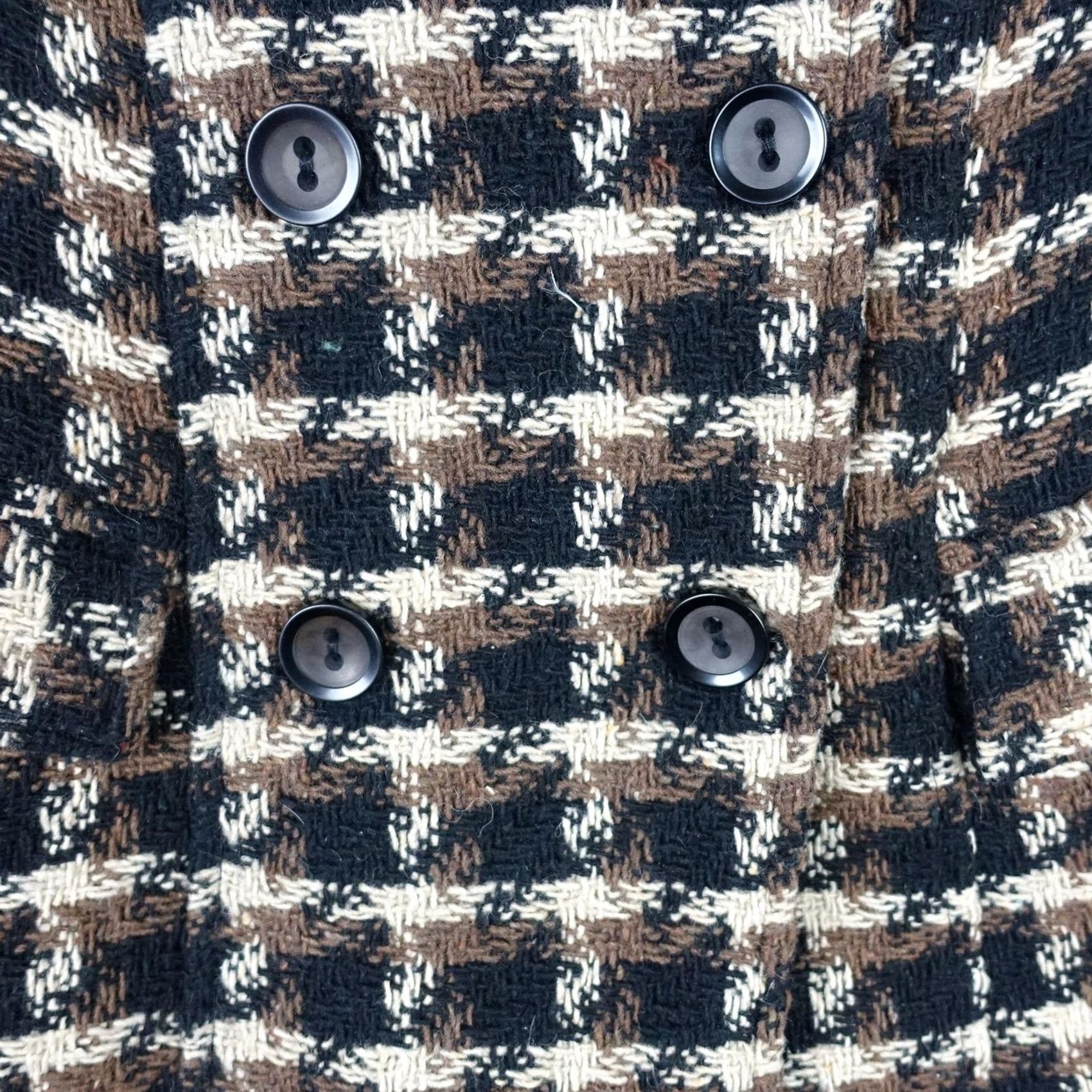 Old Navy VINTAGE Old Navy Coat Womens L Black Tweed Pea Coat Wool Blend Houndstooth Mid-Length Pockets Button Collared Lined Size L / US 10 / IT 46 - 4 Thumbnail