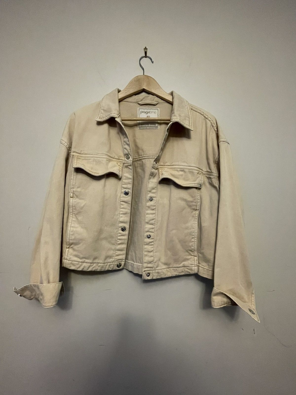 Vintage Page One Cream Trucker Jacket — Size 40 / UK 14 Size L / US 10 / IT 46 - 1 Thumbnail