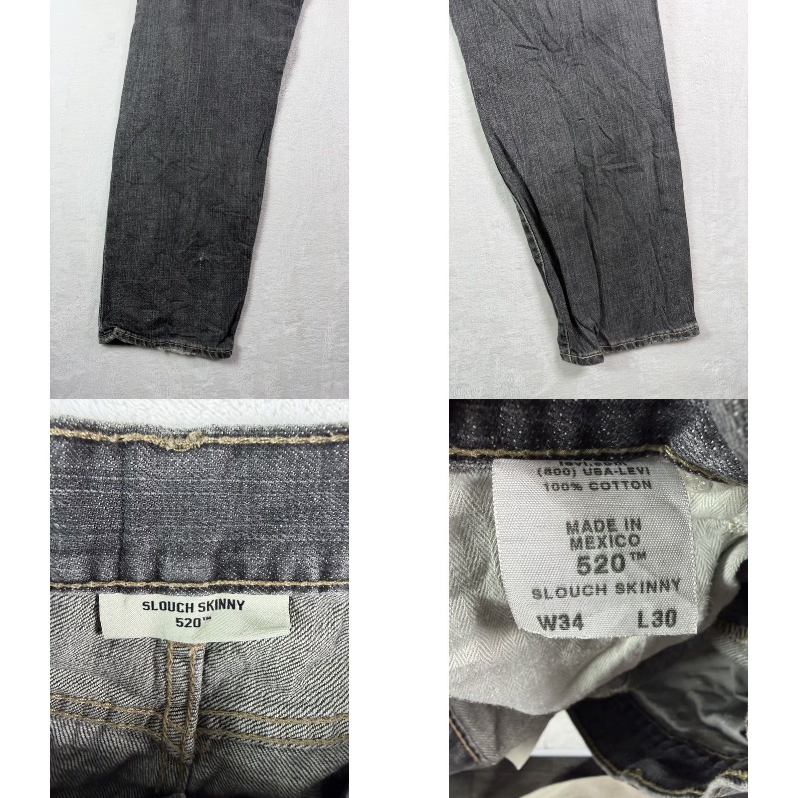 Levi's VINTAGE Levi's 520 Jeans Slim Distressed Black 34x30 Men Size US 34 / EU 50 - 9 Thumbnail