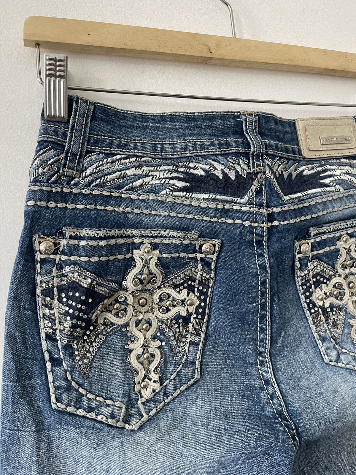 If Six Was Nine Rare Vintage SEXY COUTURE Embroidery Back Boot Cut Flare Size 27" / US 4 / IT 40 - 4 Thumbnail