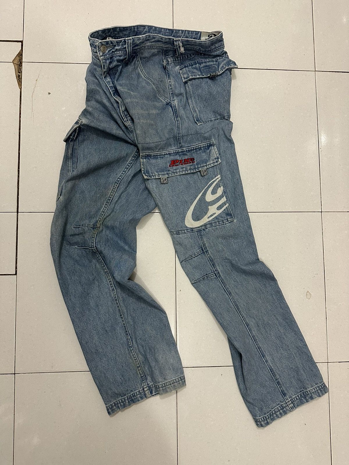 Vintage VTG PIKO Baggy Cargo Distress Pants Size US 30 / EU 46 - 2 Thumbnail