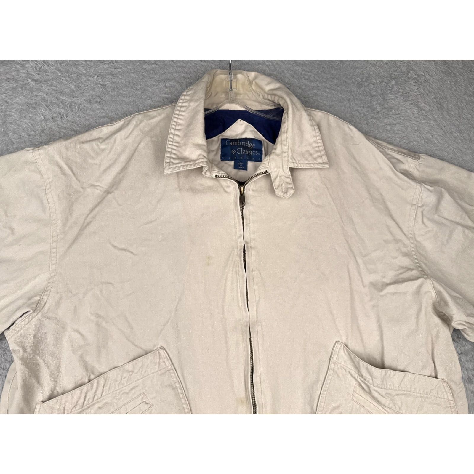 Vintage VINTAGE Cambridge Classics Jacket Mens Large Beige Cotton Zip Up Casual Pockets Cotton Zip Full Zip Lined Pockets Bomber Jacket Size US L / EU 52-54 / 3 - 7 Thumbnail