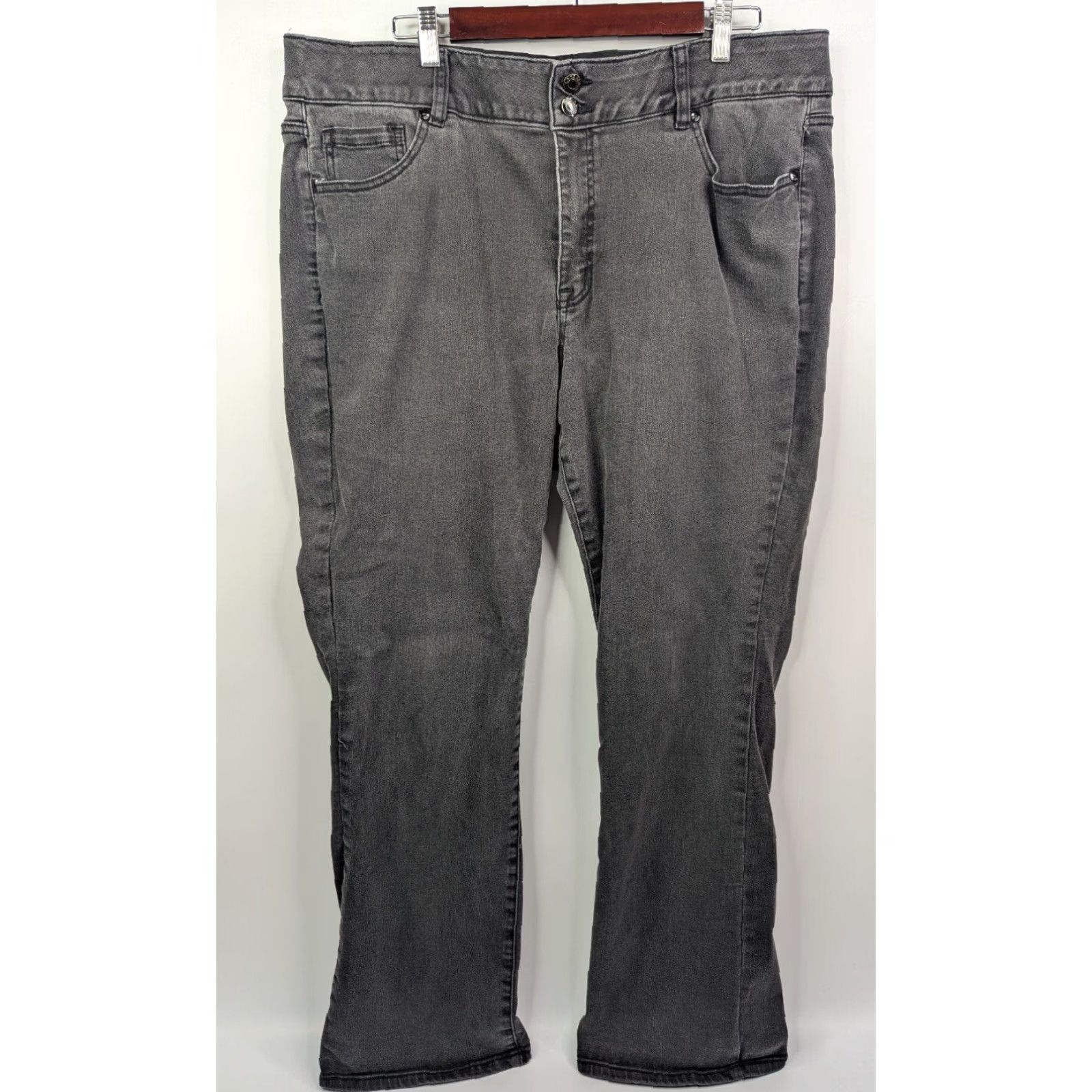 Vintage Lane Bryant Jeans Women's Plus Size 20 Gray High-Rise Bootcut Denim Pants Regular Stretch Zipper Cotton Blend Denim Size 42" / US 20 - 2 Thumbnail