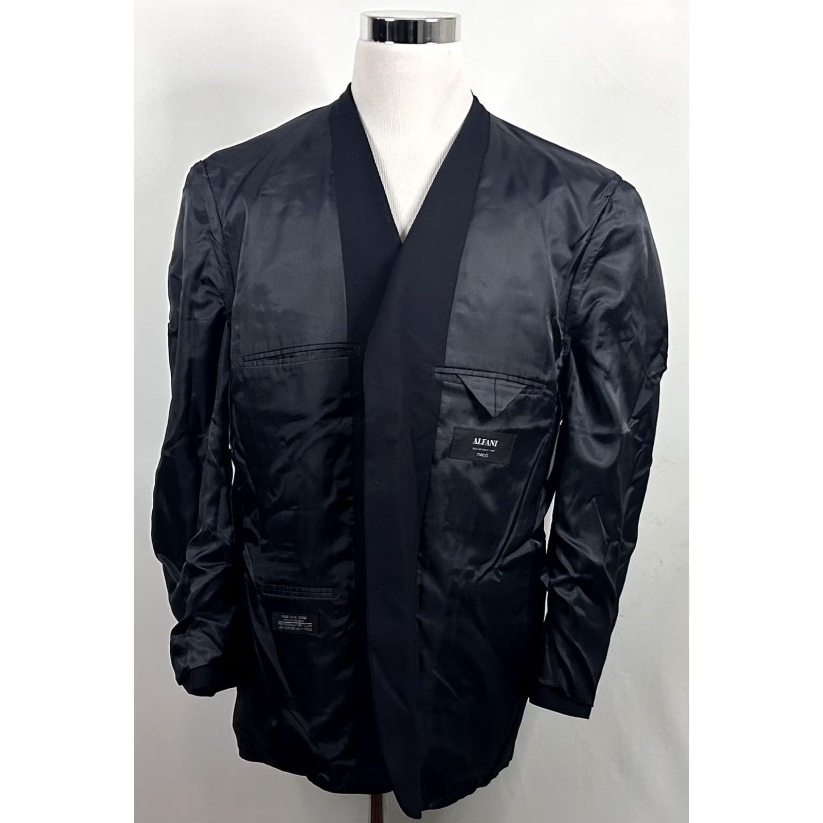 Alfani Alfani Sport Coat 44R Wool Black Three-Button Fully Lined Jacket/Vest Notch Lapel Mens Regular Size US XS / EU 42 / 0 - 7 Thumbnail