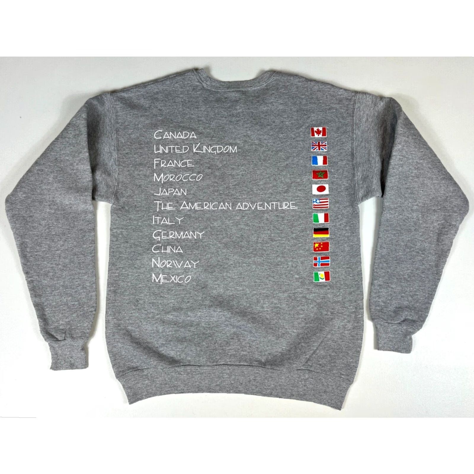 Hanes Disney Parks Epcot World Hanes EcoSmart Unisex Adults Sweatshirt Crewneck Sz S Gray Double Sided Graphic Print Size US S / EU 44-46 / 1 - 2 Thumbnail