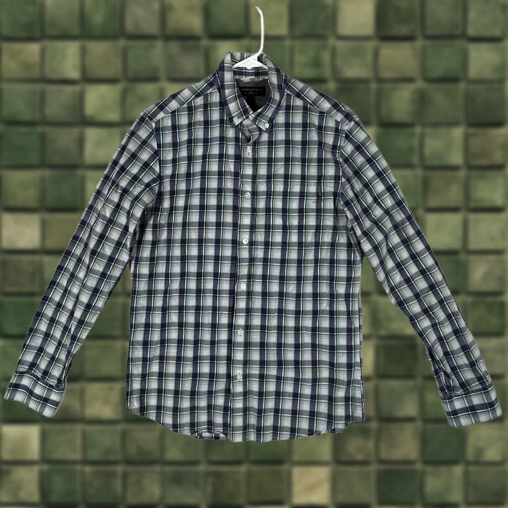 Banana Republic Banana Republic Shirt Mens S Small Button Up Plaid Green Blue Slim Fit Cotton 100% Button-Up Long Sleeve Pocket Casual Workwear Size US S / EU 44-46 / 1 - 1 Thumbnail