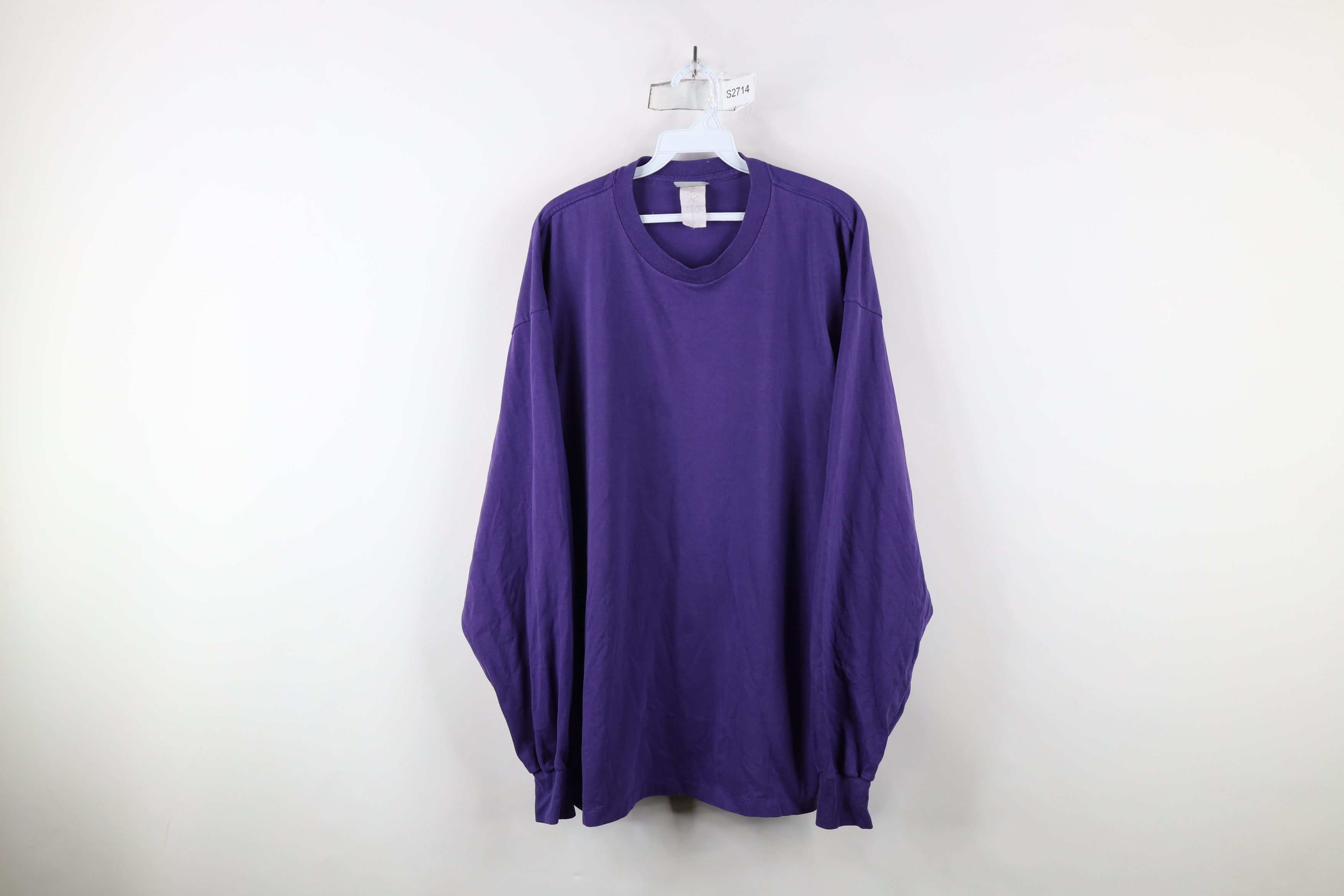 Vintage Vintage 90s Streetwear Blank Long Sleeve T-Shirt Purple Size US XXL / EU 58 / 5 - 1 Thumbnail