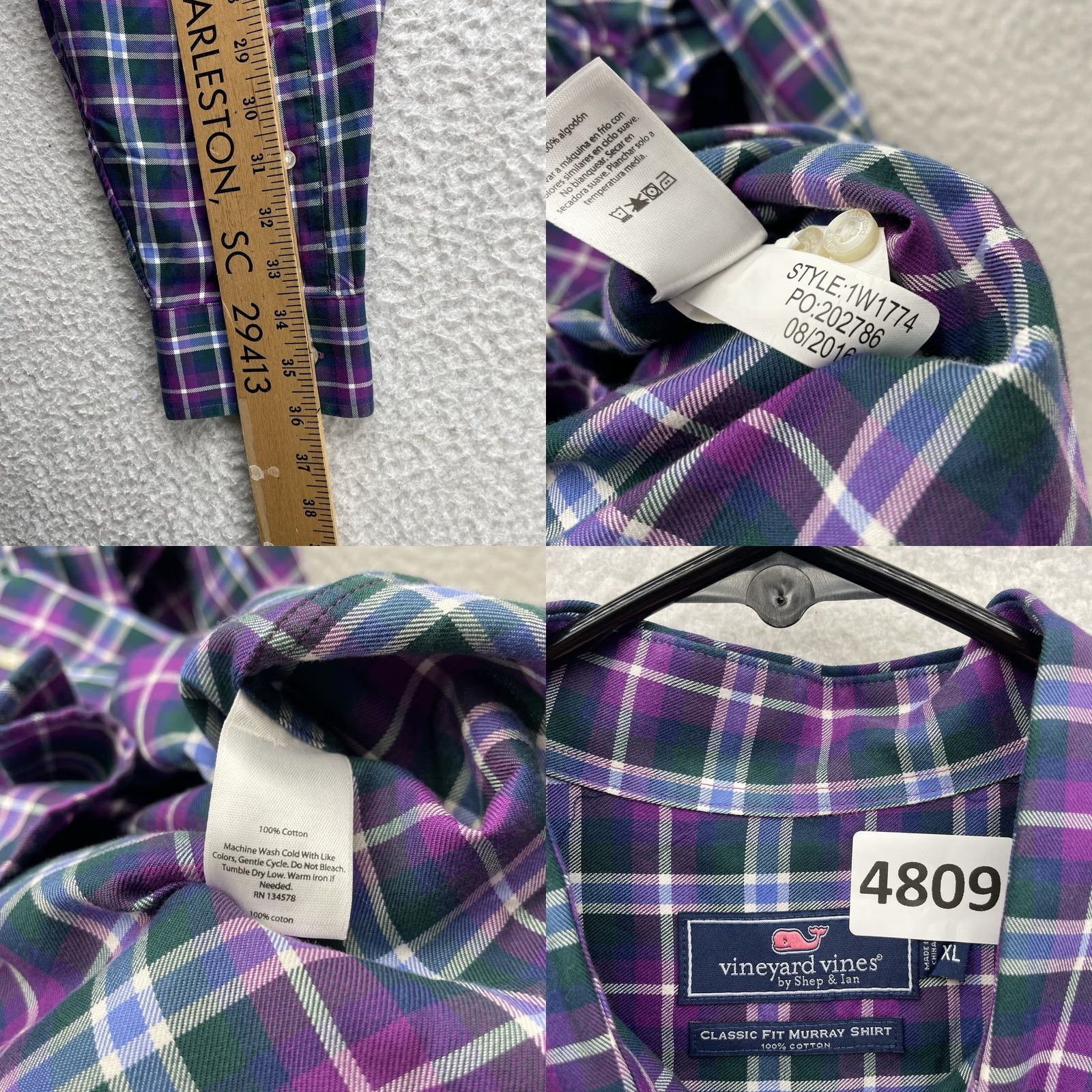 Vineyard Vines Vineyard Vines Murray Shirt Mens XL Purple Green Plaid Check Classic Fit Preppy Button-Up Button-Down N/A Size US XL / EU 56 / 4 - 8 Thumbnail