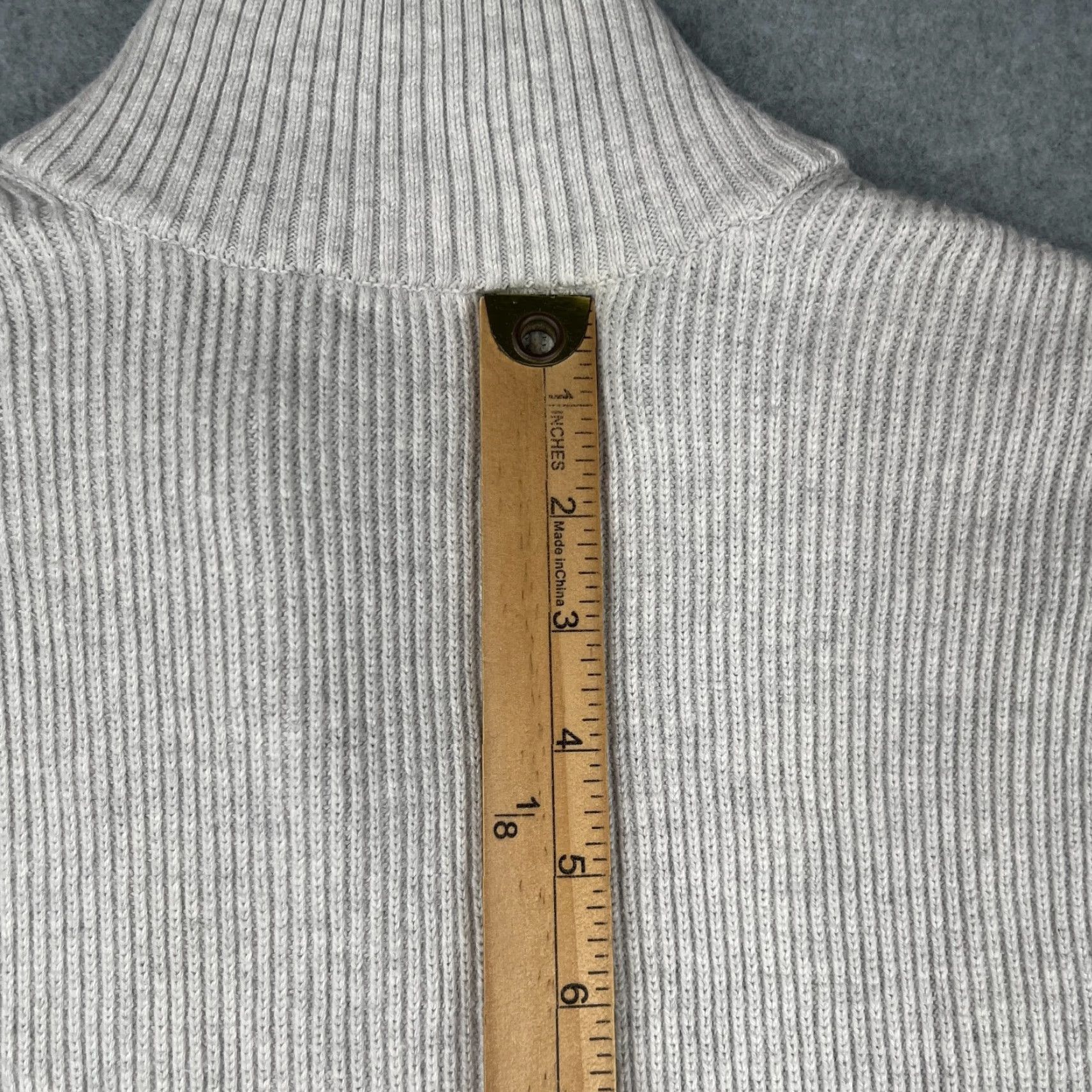 Express Express Sweater Womens XL Ivory Ribbed Knit 1/4 Zip Long Sleeve Pullover Size XL / US 12-14 / IT 48-50 - 7 Thumbnail