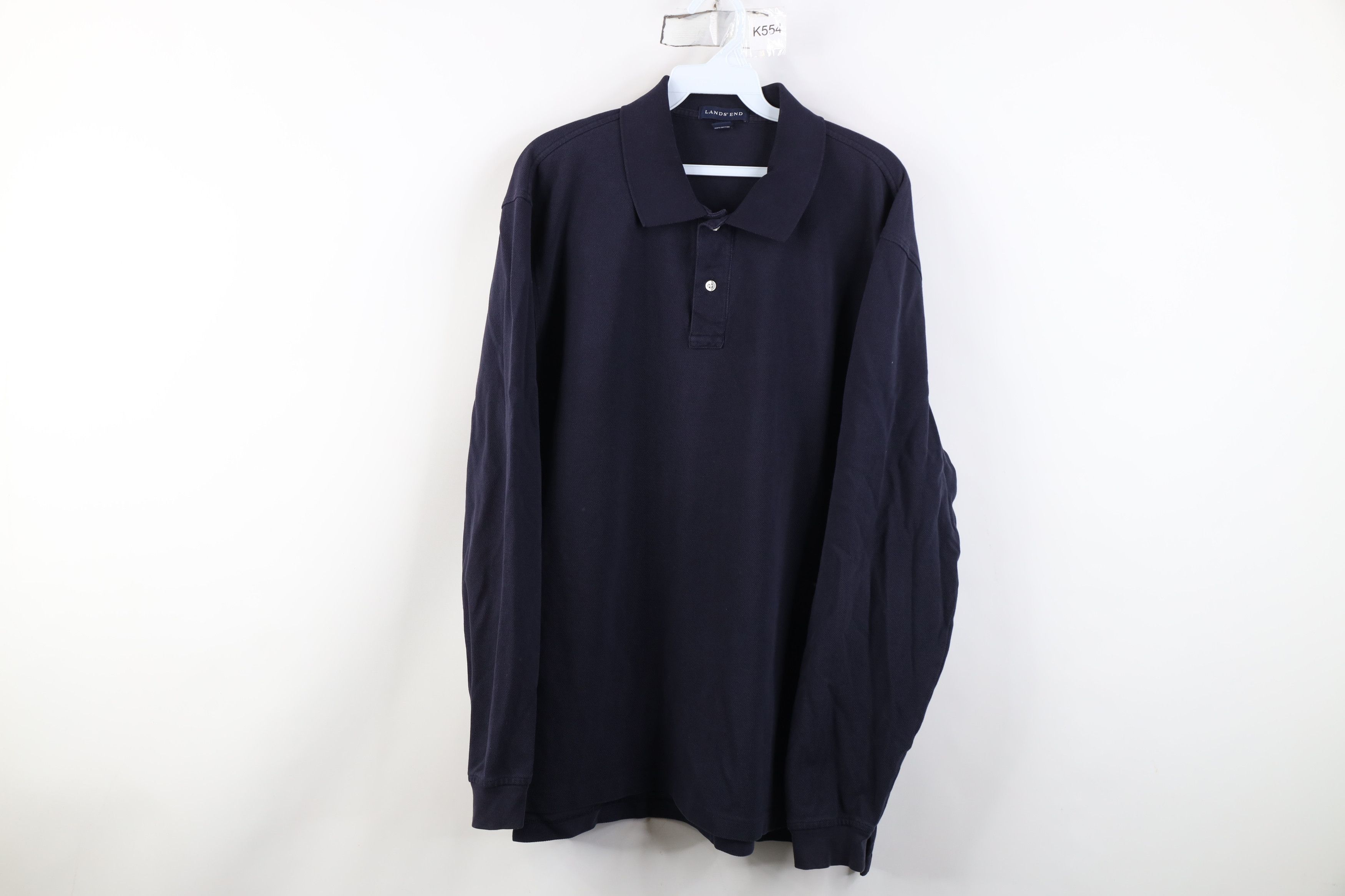Lands' End Vintage 90s Lands End Cotton Knit Long Sleeve Rugby Polo Size US XL / EU 56 / 4 - 1 Thumbnail