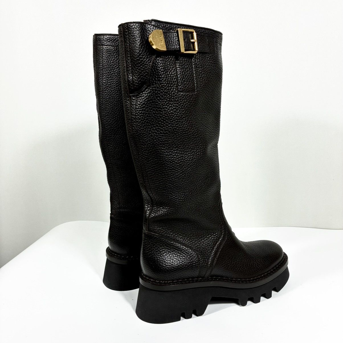 Chloe Chloe Owena Pebbled Leather Knee High Platform Boots 40.5 EU Size US 9.5 / IT 39.5 - 8 Thumbnail