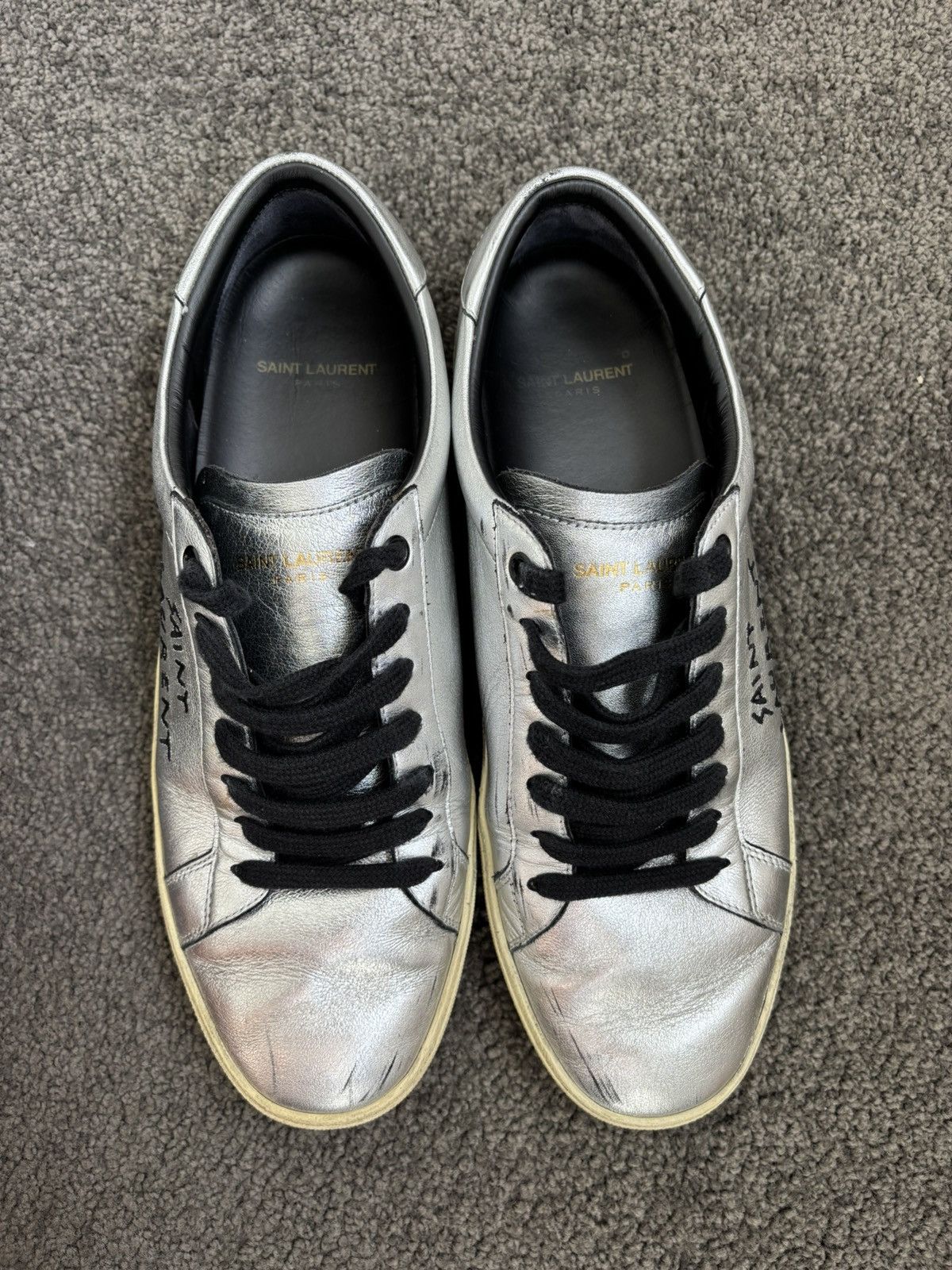 Saint Laurent Paris Saint Laurent Court Classic ‘Metallic Silver’ Size US 11 / IT 41 - 4 Thumbnail