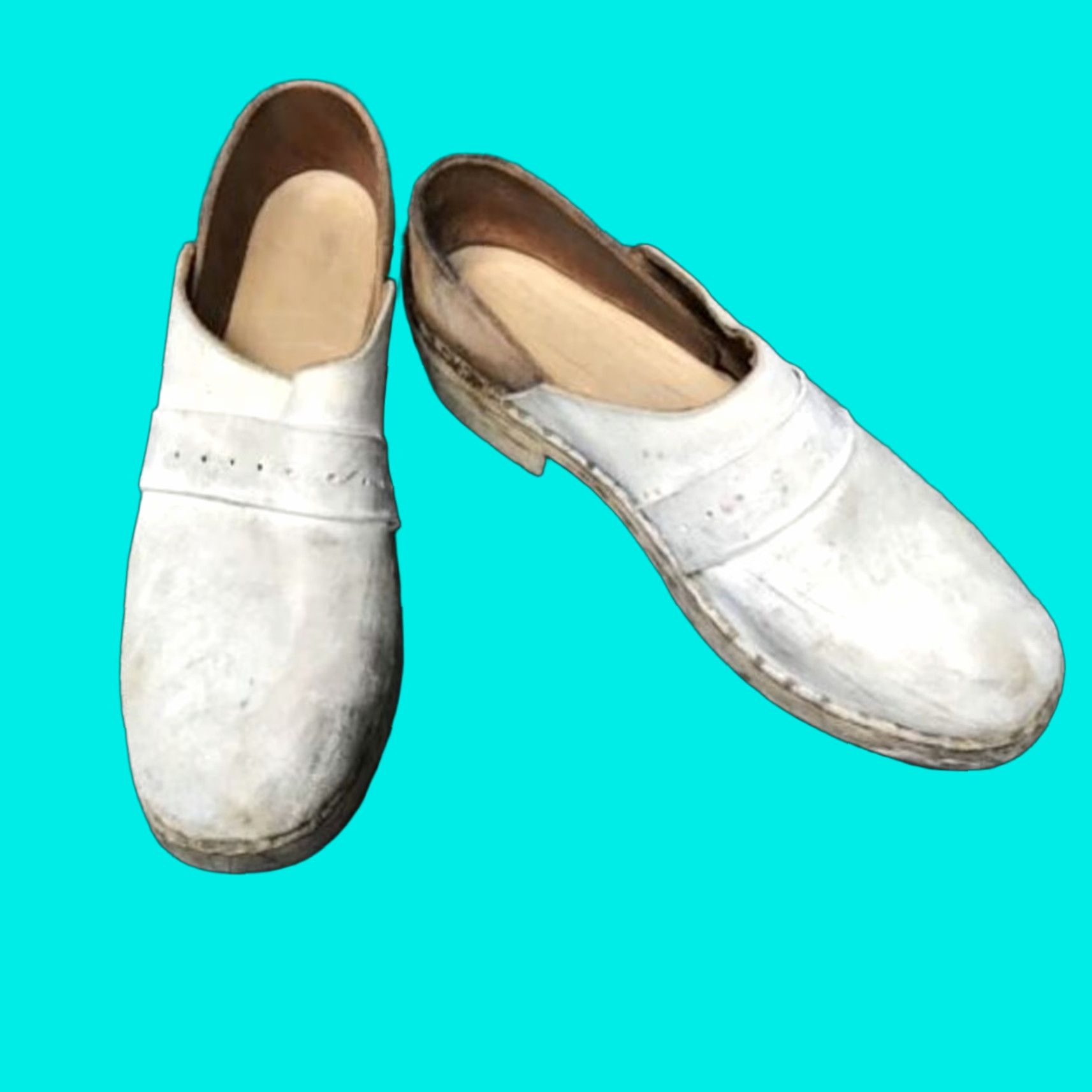Vintage VINTAGE Handmade Clog Mule Women Leather White Brown Goodyear Soles 7 Accessories Size US 7 / IT 37 - 1 Thumbnail