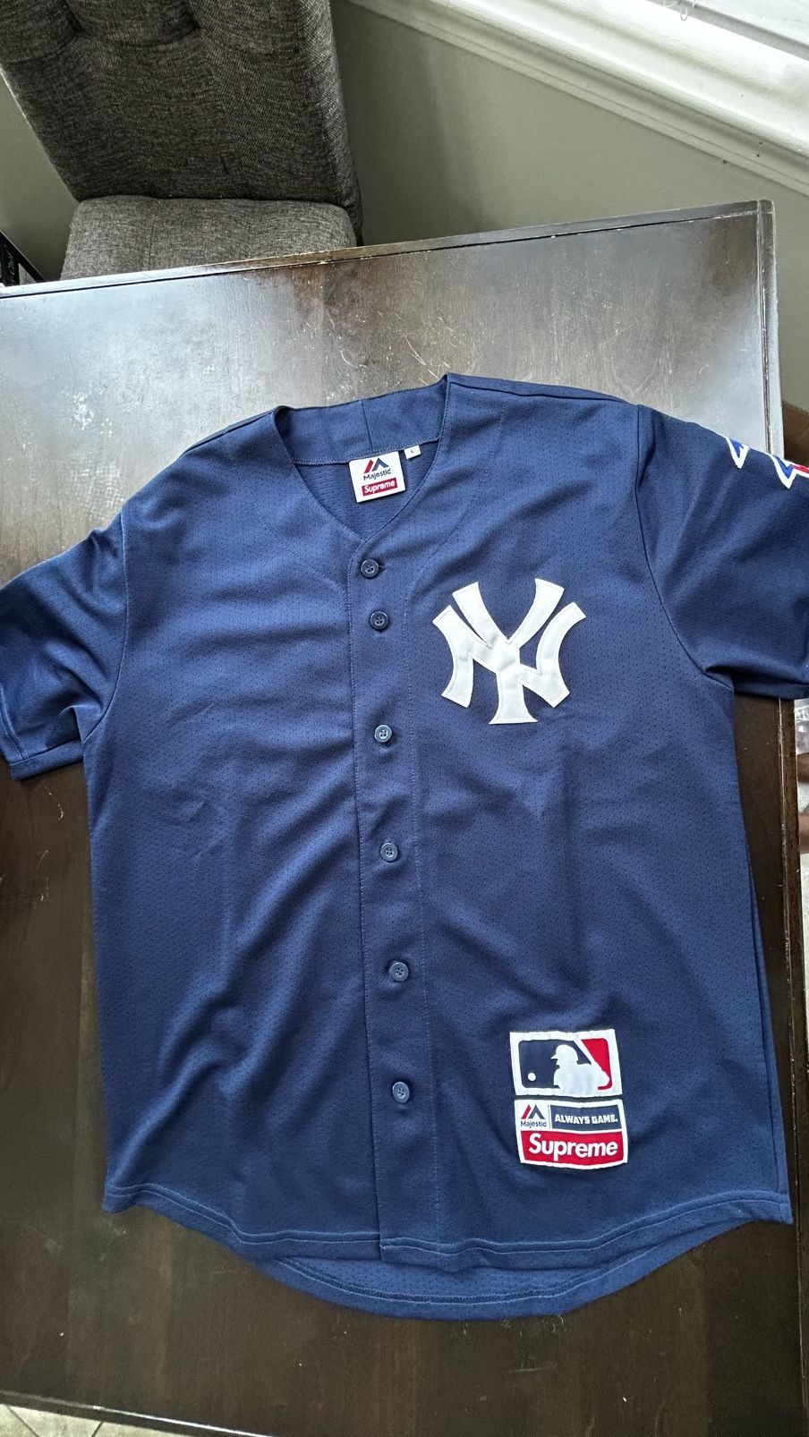New York Yankees × Supreme SUPREME X YANKEES BASEBALL JERSEY | Grailed