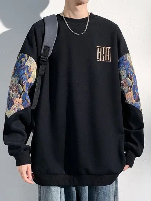 VIBE Teddy Bear Patchwork Black Sweatshirt Size US M / EU 48-50 / 2 - 7 Thumbnail