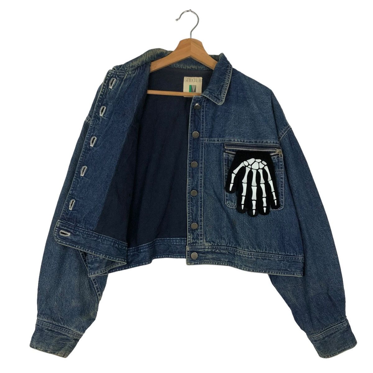 Japanese Brand 🔥CROPPED DENIM BIKER JACKET 5TH CLUB MELROSE ISSEY MIYAKE Size US M / EU 48-50 / 2 - 8 Thumbnail
