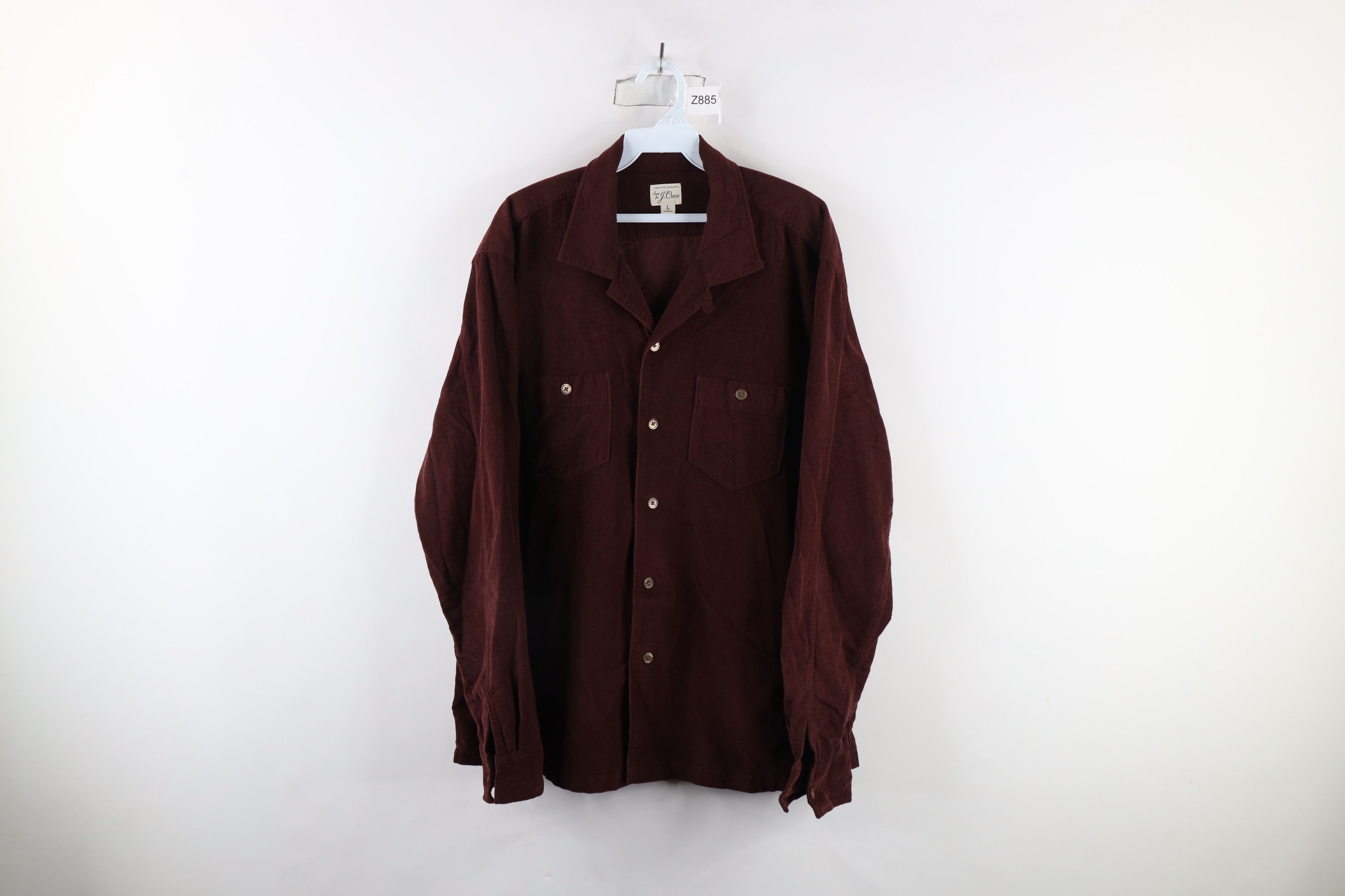 J.Crew × Vintage J Crew Collar Corduroy Double Pocket Button Shirt Burgundy Size US L / EU 52-54 / 3 - 1 Thumbnail