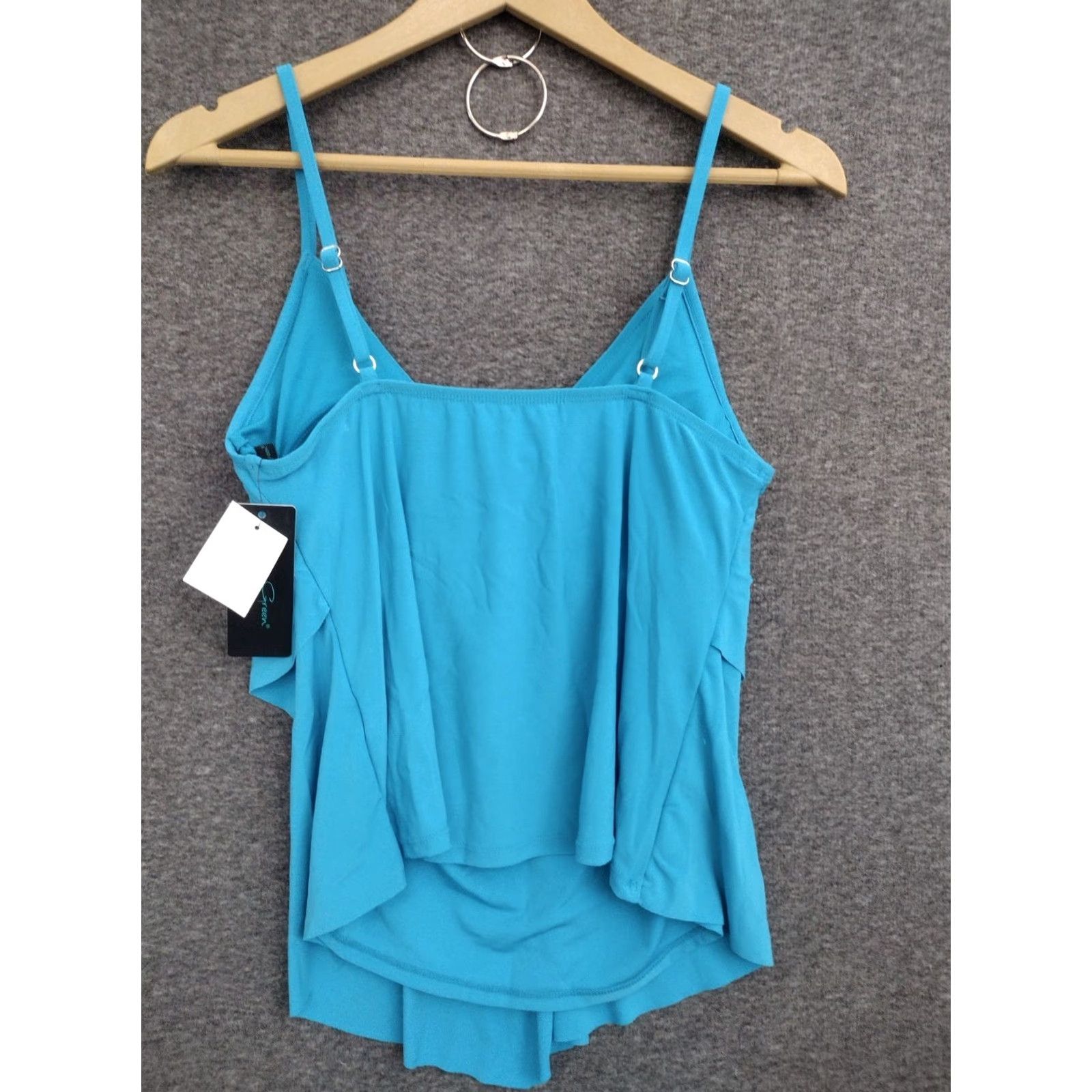 AQUA Aqua Green Women's Tankini Top Blue Size M Spaghetti Strap Tiered Tankini Top (Tank) Size M / US 6-8 / IT 42-44 - 2 Thumbnail