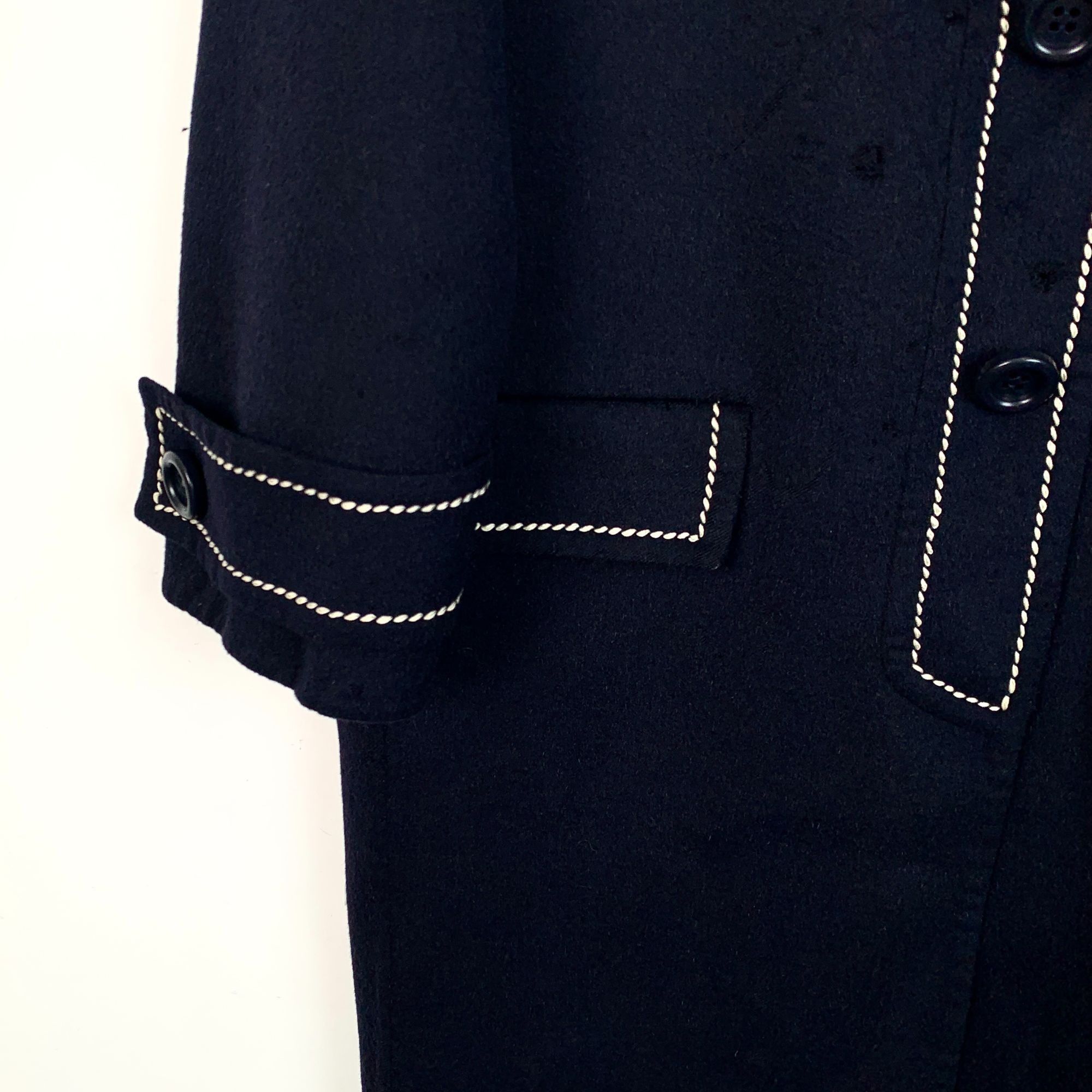 Prada Prada Womens Wool-Blend Coat With Contrasting Stitching & Bu Size XS / US 0-2 / IT 36-38 - 4 Thumbnail