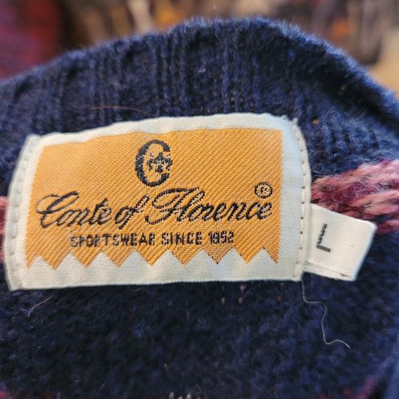 Conte of Florence Conte Of Florence Navy Pink Floral 100% Wool `Cardigan - L Size L / US 10 / IT 46 - 7 Thumbnail