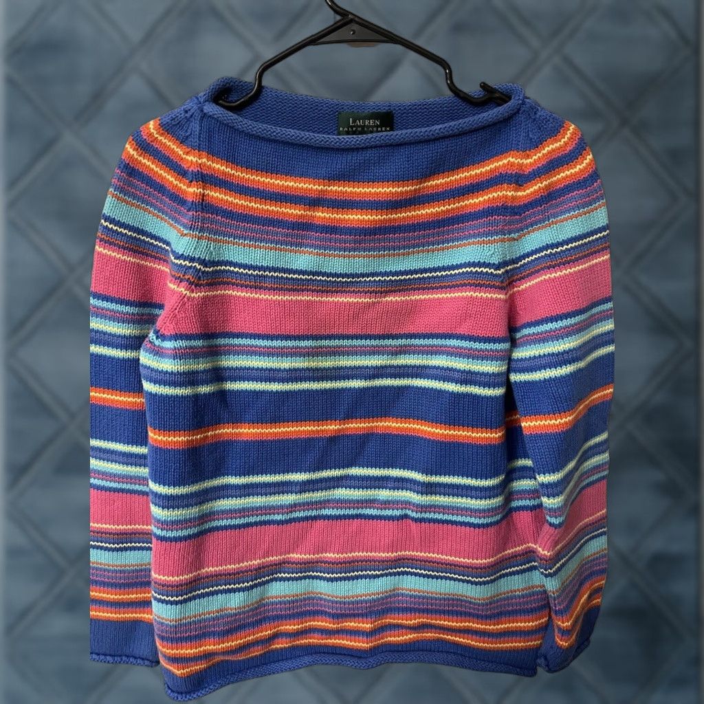 Ralph Lauren Lauren Ralph Lauren Women's Multicolored Large Boatneck Sweater Size L / US 10 / IT 46 - 1 Thumbnail