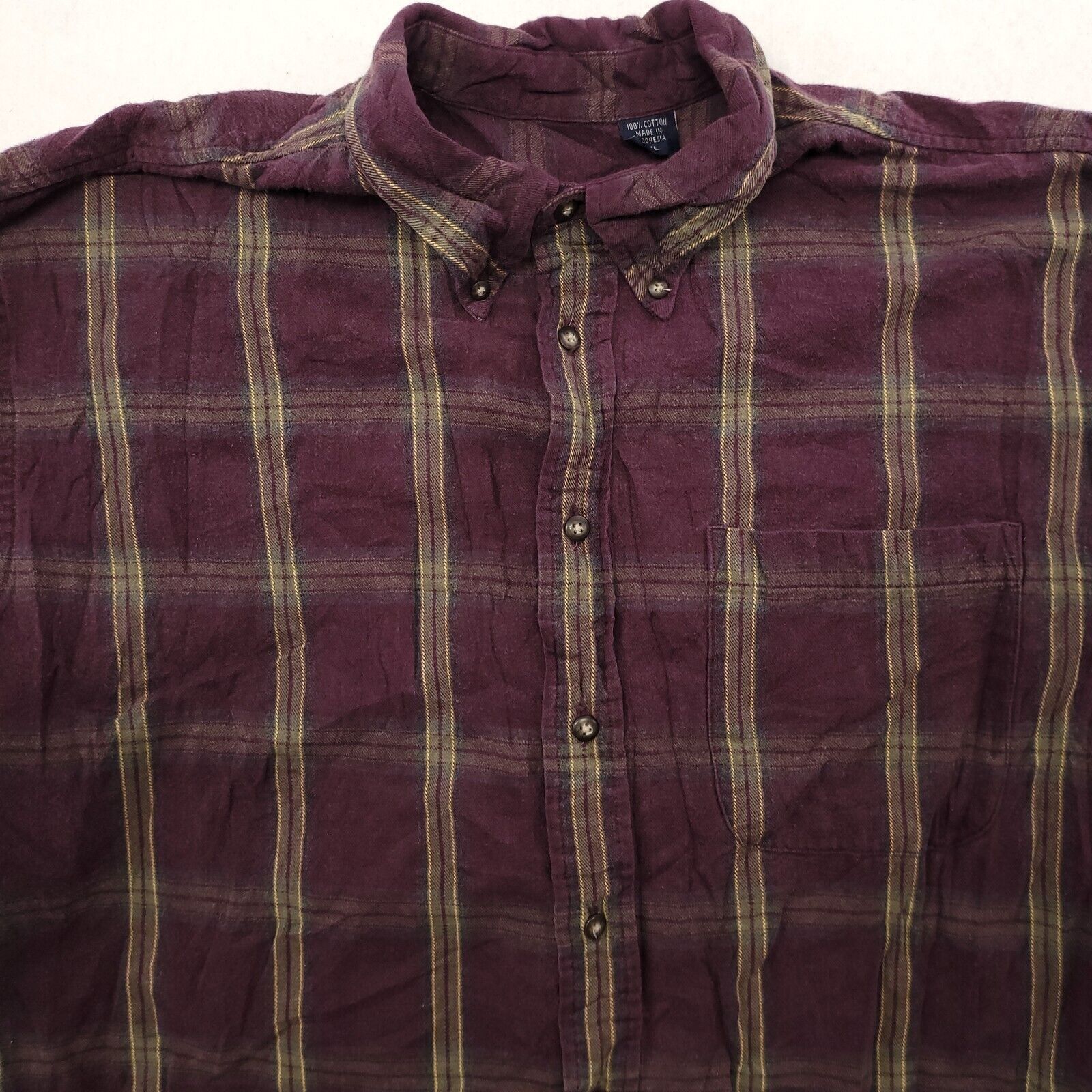 Izod IZOD Tartan Flannel Shirt Mens Size Extra Large XL Maroon Size US XL / EU 56 / 4 - 1 Thumbnail