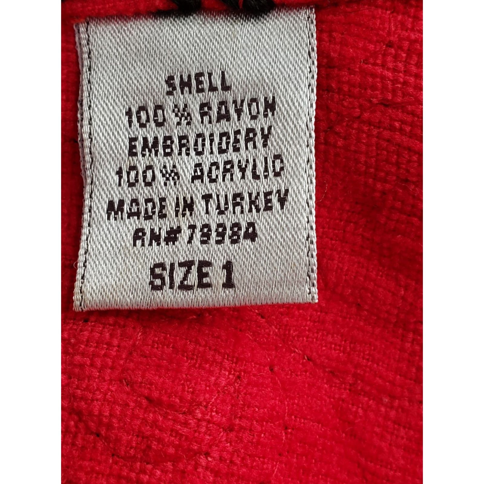 Vintage Chico’s Jacket Womens Size 1 Red Black Embroidery Long Sleeve Collared Open Front Lightweight 100% Rayon Unlined Basic Jacket Blazer Size XS / US 0-2 / IT 36-38 - 4 Thumbnail