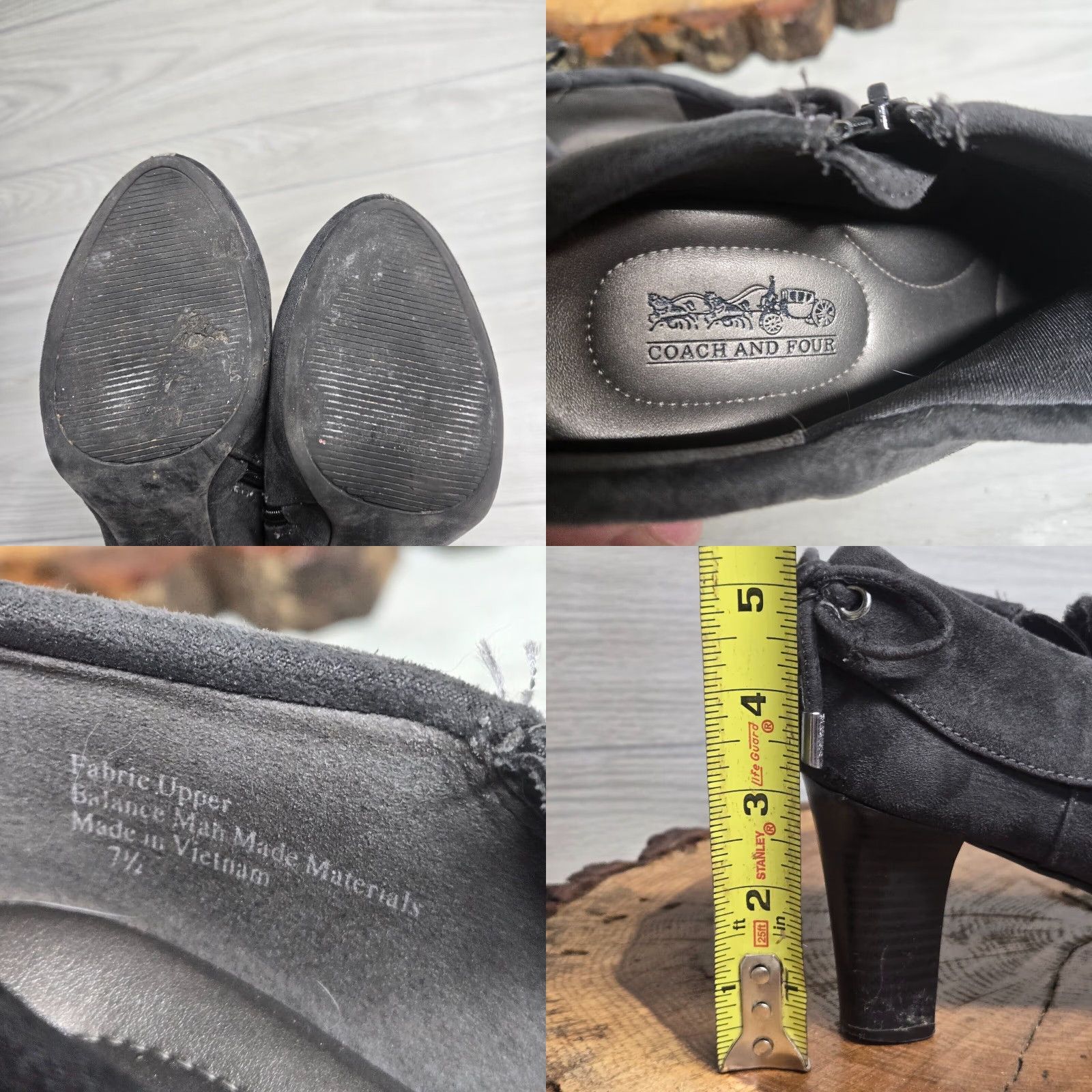 Coach VINTAGE Coach & Four Booties Women 7.5 Black Suede Slip On Ankle Boot High Cone Heel - Women’s Size 7.5 Black Suede Boots Size US 7.5 / IT 37.5 - 8 Thumbnail