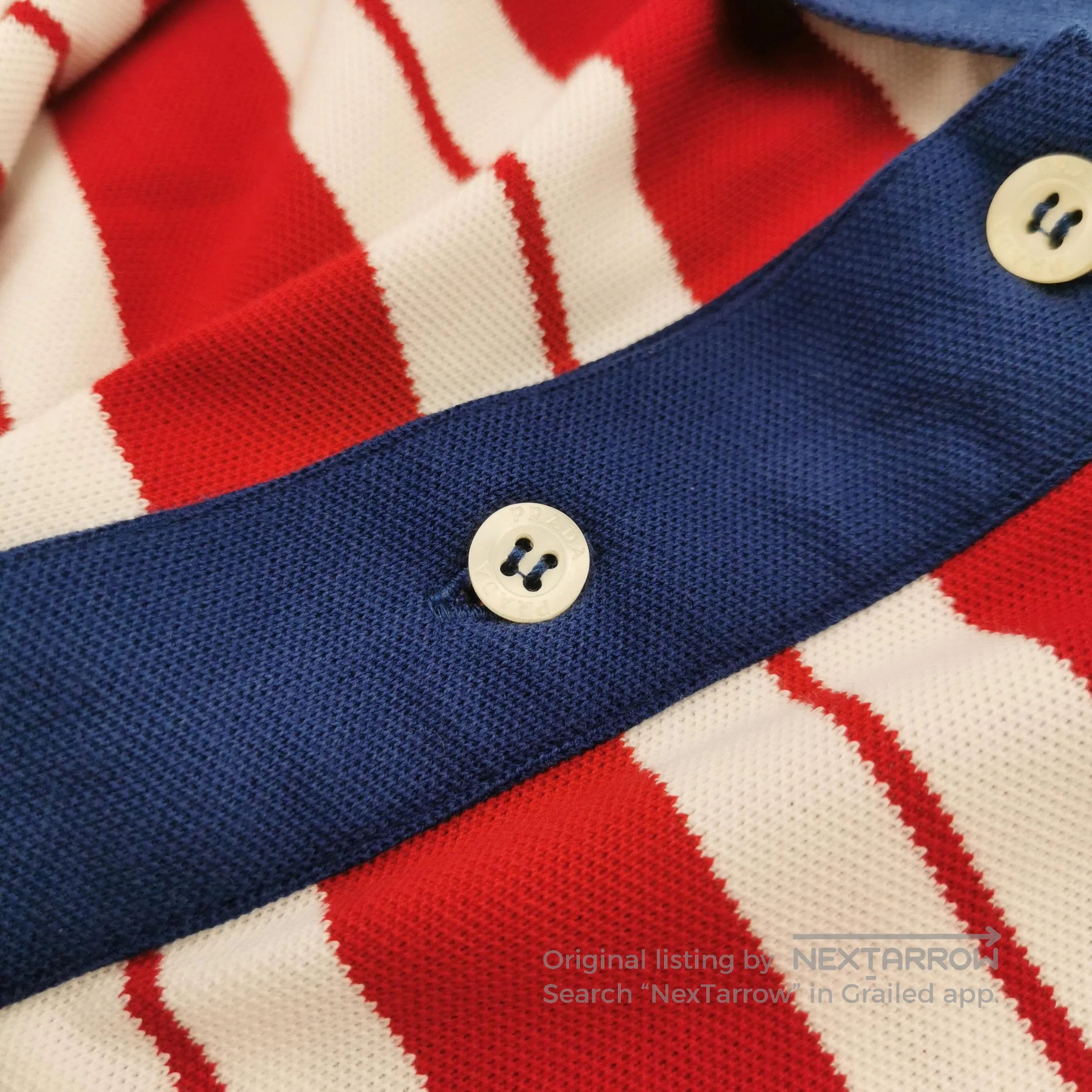 Prada Prada Striped Cotton Polo Shirt in Medium . Size M / US 6-8 / IT 42-44 - 5 Thumbnail