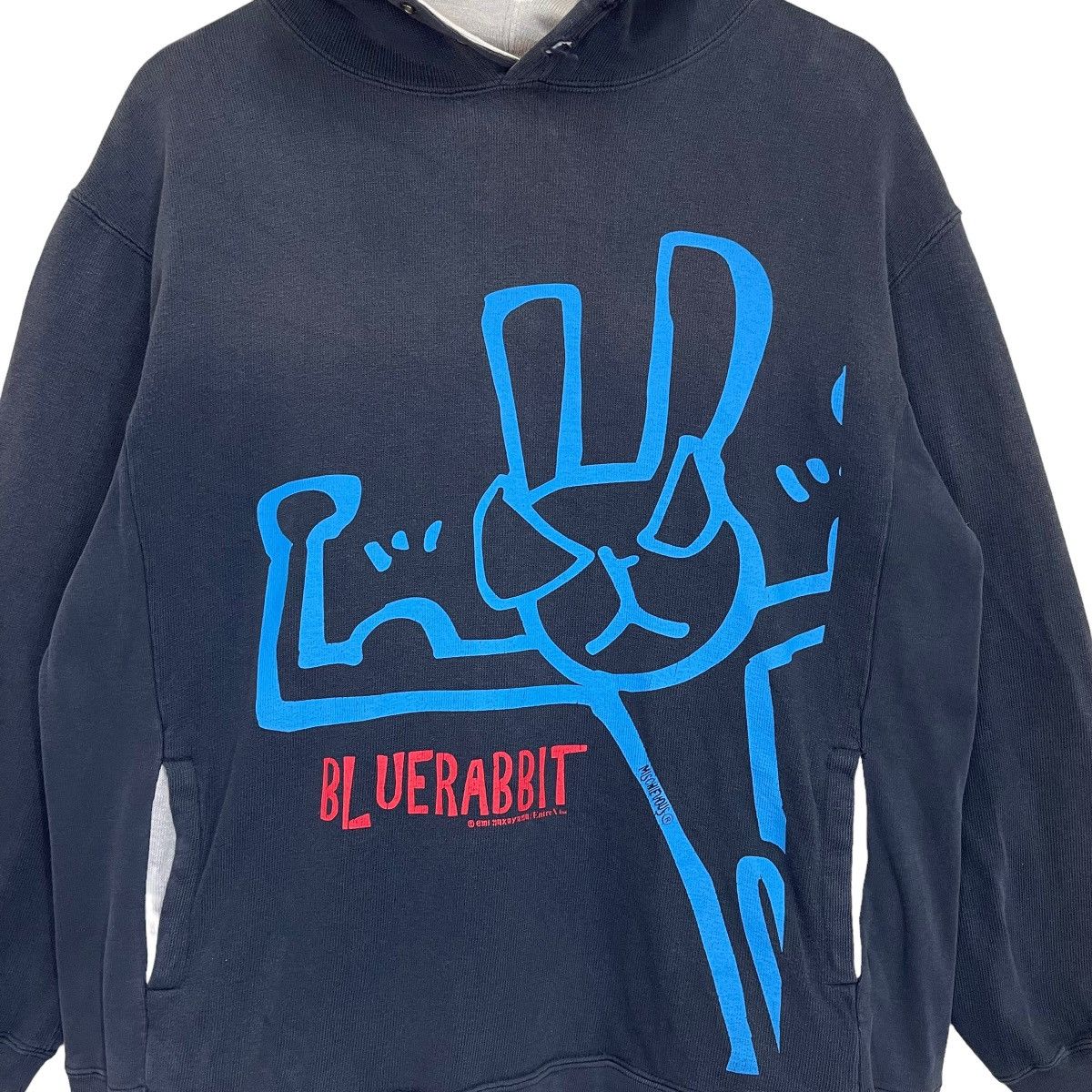 Other Vintage 90s Mischievous Blue Rabbit Big Logo Hoodies Size US L / EU 52-54 / 3 - 6 Thumbnail