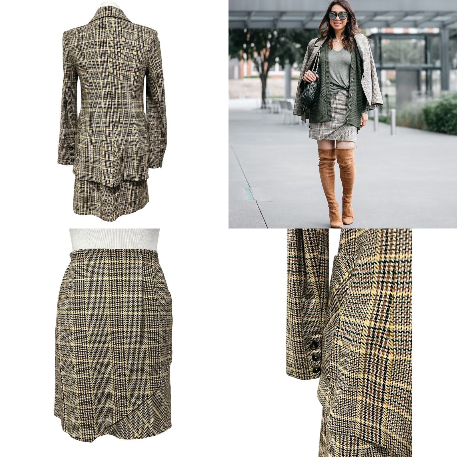Vintage Cabi Skirt Suit Set Houndstooth Buttons Skirt & Jacket Pastime Preppy Size M 2 Piece Women Vintage No- Longer considered Size 32" / US 10 / IT 46 - 8 Thumbnail