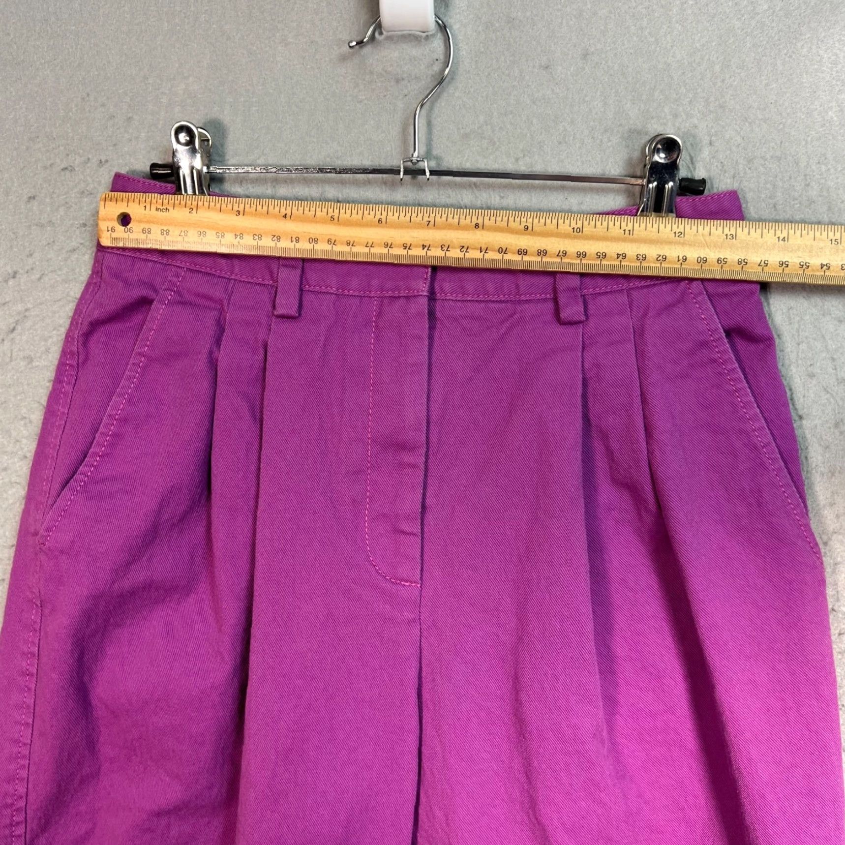 Vintage Aknvas Womens Size 6 Purple High-Waisted Pleated Cotton Blend Trousers Pants Size 28" / US 6 / IT 42 - 5 Thumbnail