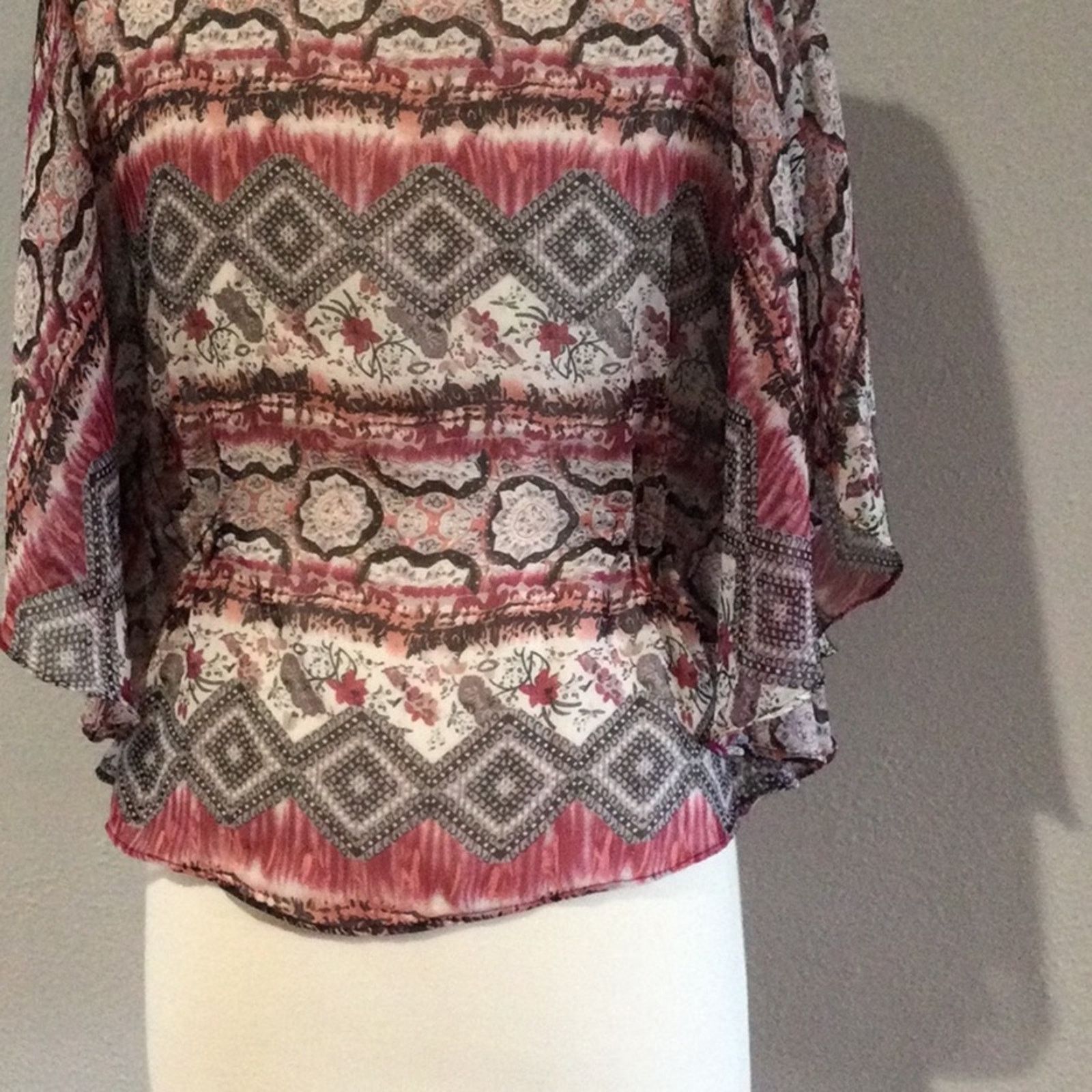 Other Love Potion Multicolor Sheer Flutter Sleeve Top Size M Size M / US 6-8 / IT 42-44 - 11 Thumbnail