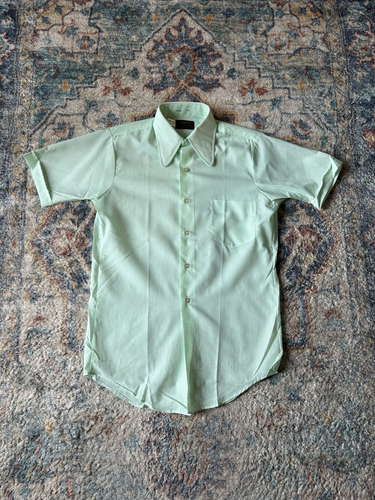 Vintage Vintage 70s Sears Pinstriped Green Button-up Shirt Medium Size US M / EU 48-50 / 2 - 1 Thumbnail