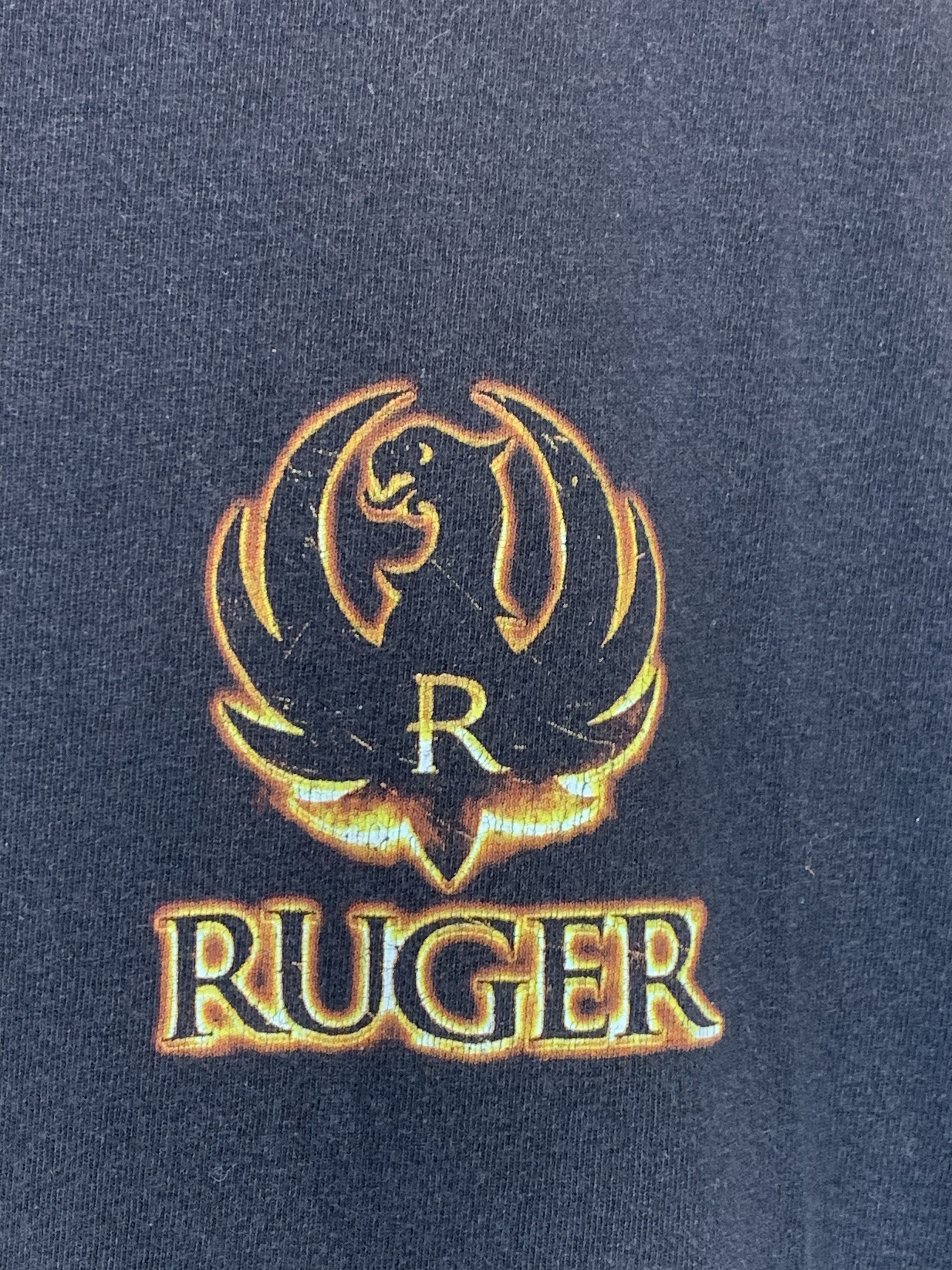 Vintage *RARE* Vintage Ruger Firearms Gun Flame Logo Art T-Shirt Size US L / EU 52-54 / 3 - 6 Thumbnail
