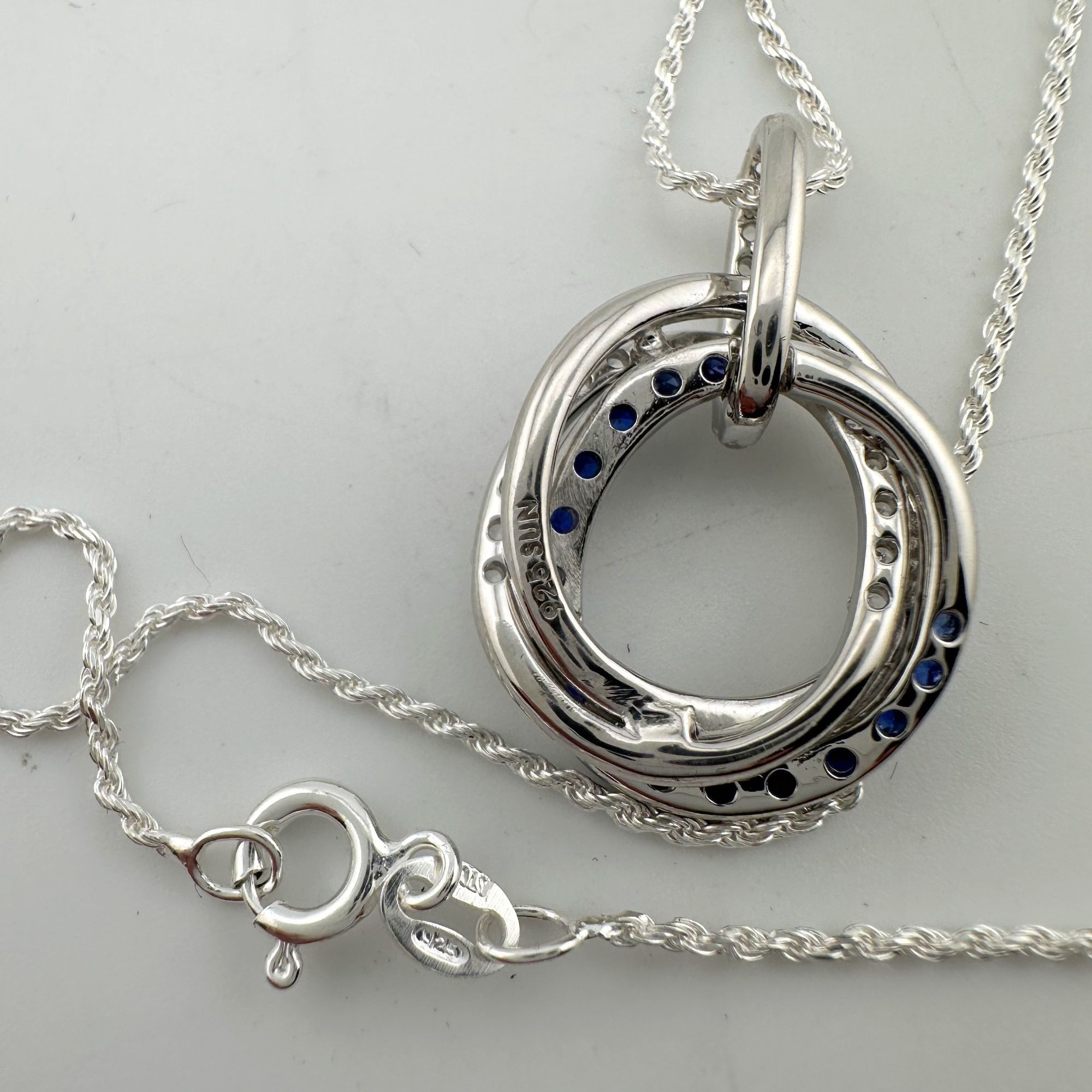 Other Blue and White Sapphire (Lab Created) Interlocking Loops Pen Size ONE SIZE - 12 Thumbnail