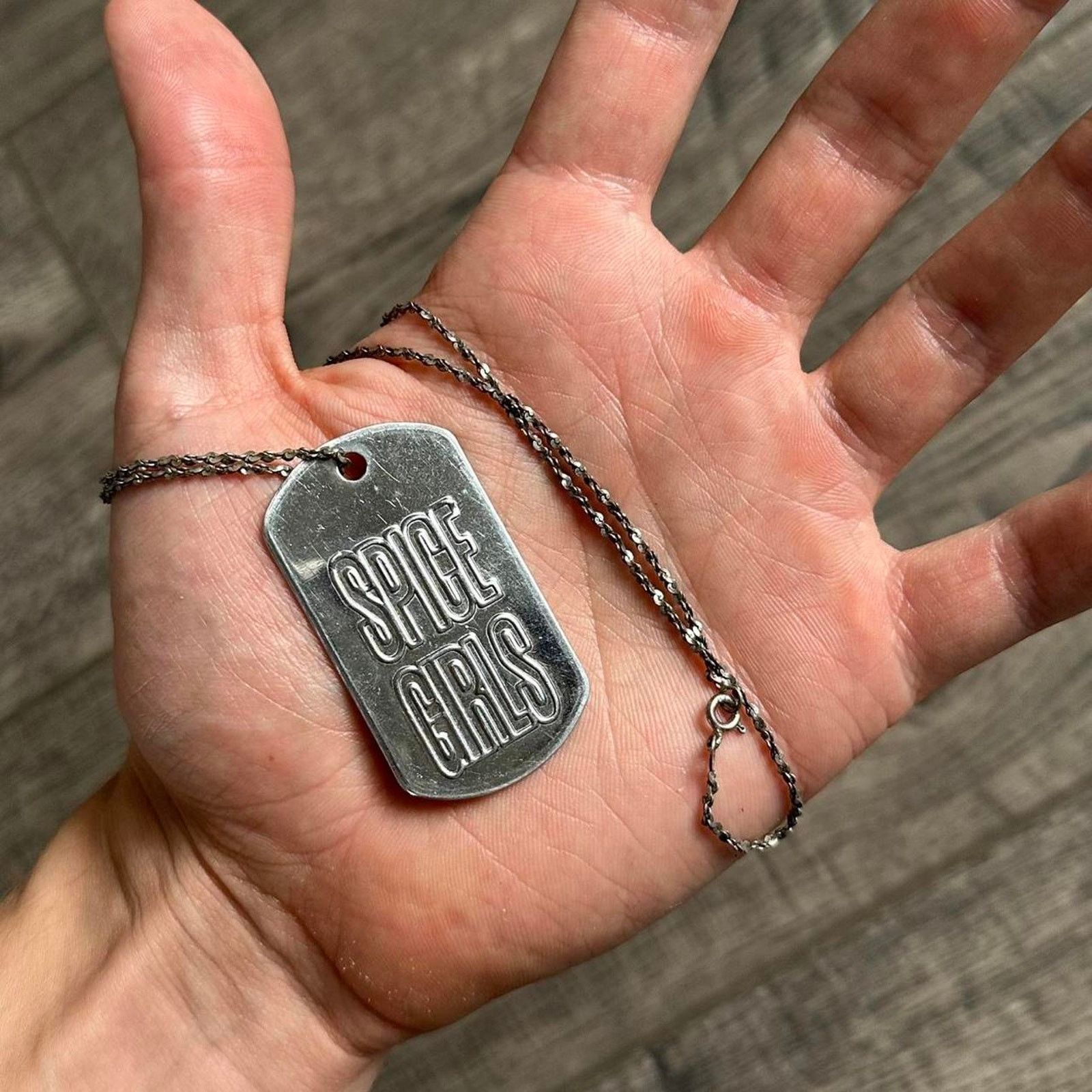 Vintage Vintage Y2K Spice Girls 925 Silver Dog Tag Pendant Necklace Size ONE SIZE - 1 Thumbnail