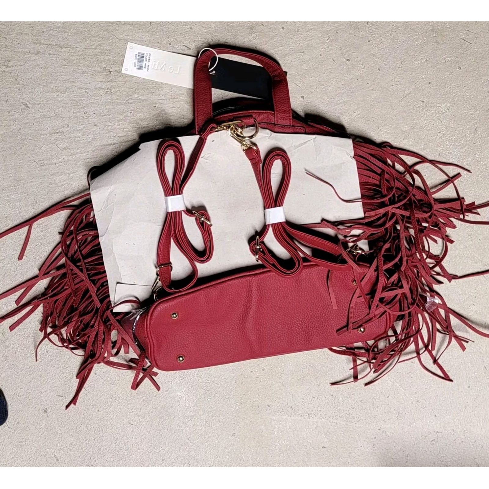 Vintage VINTAGE Le Miel Red Motorcycle Fringed Backpack Brand New Size ONE SIZE - 2 Thumbnail