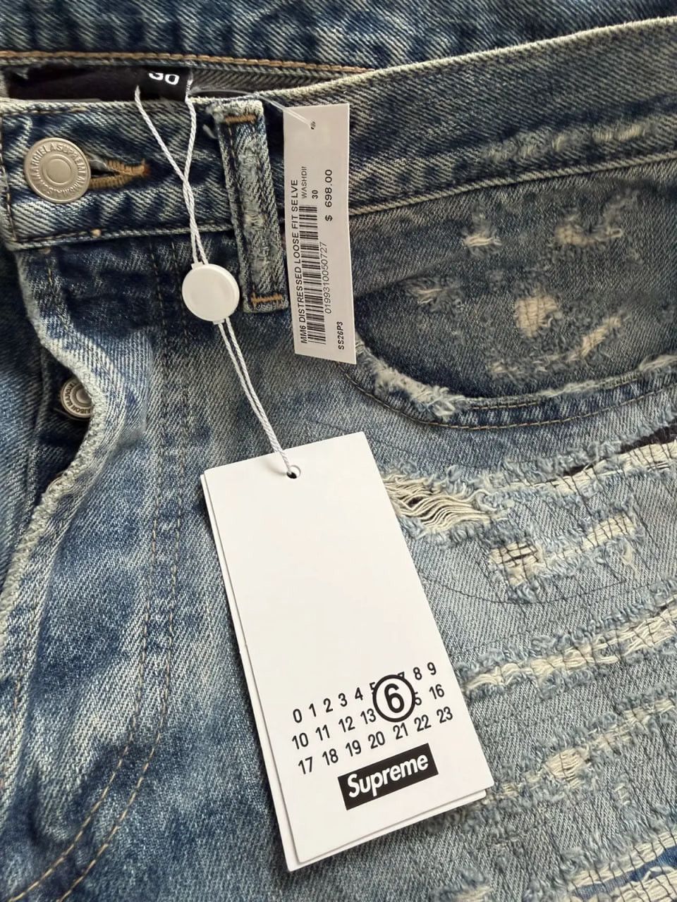 Supreme MM6 Maison Margiela distressed loose fit selvedge
