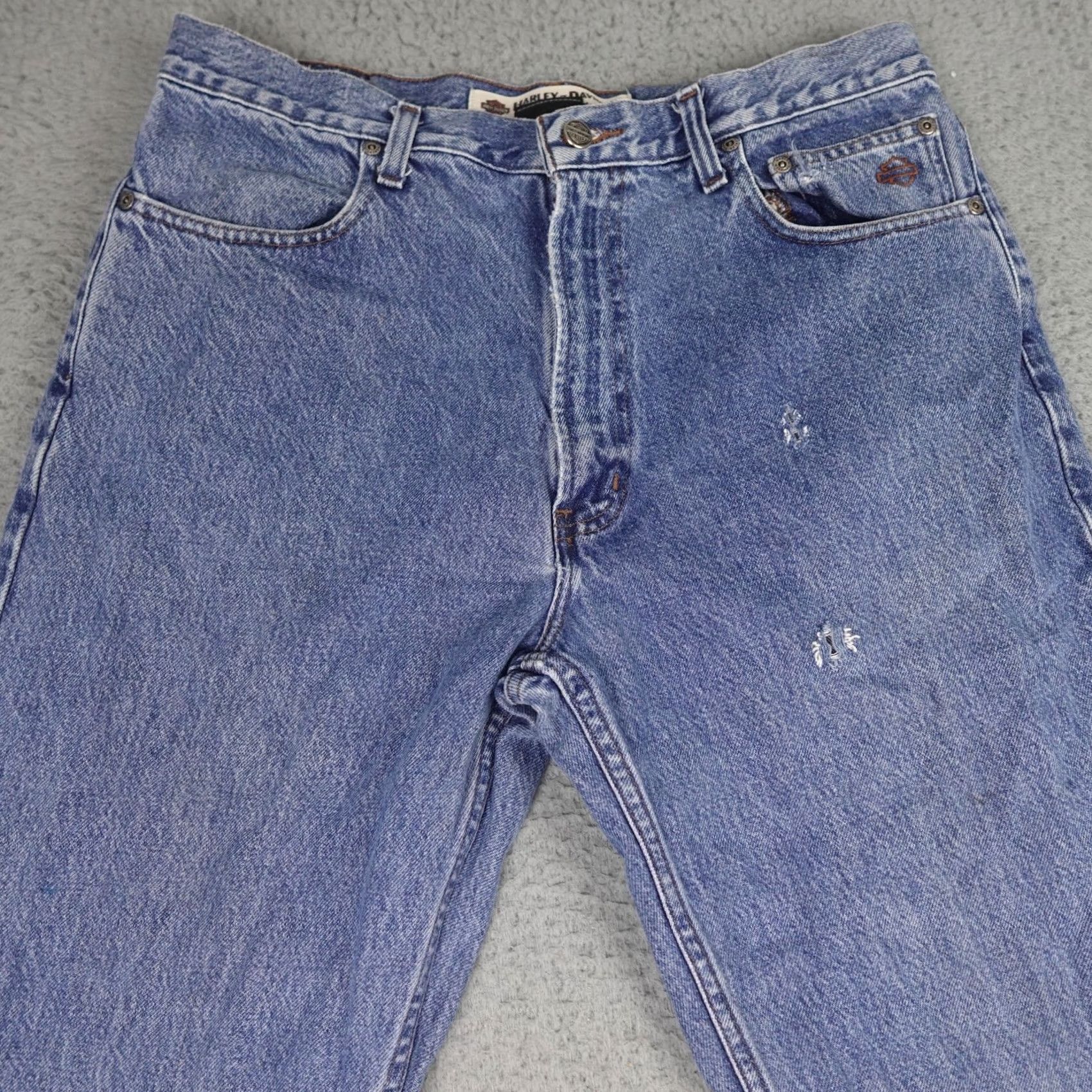 Harley Davidson Harley-Davidson Jeans Mens Blue Denim Straight Leg Shield 36x30 Biker Motorcycle Retro Size US 36 / EU 52 - 7 Thumbnail