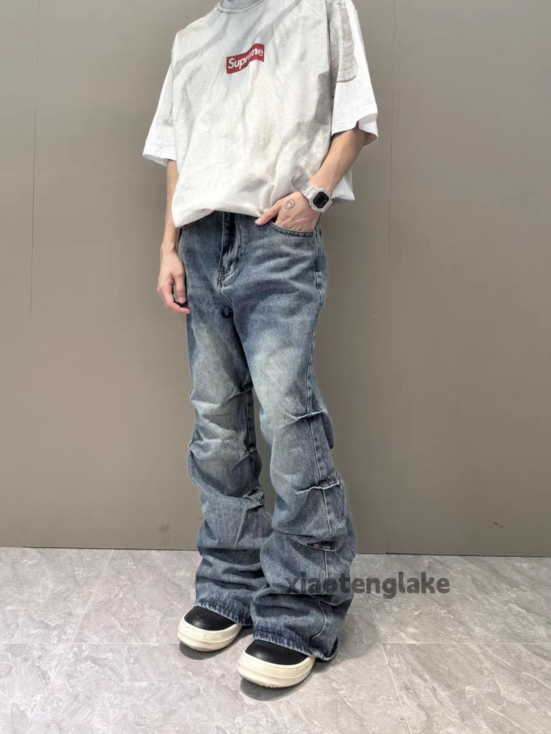 Jean × Vintage washed faded punk grunge bootcut hiphop flared jeans Size US 32 / EU 48 - 1 Thumbnail