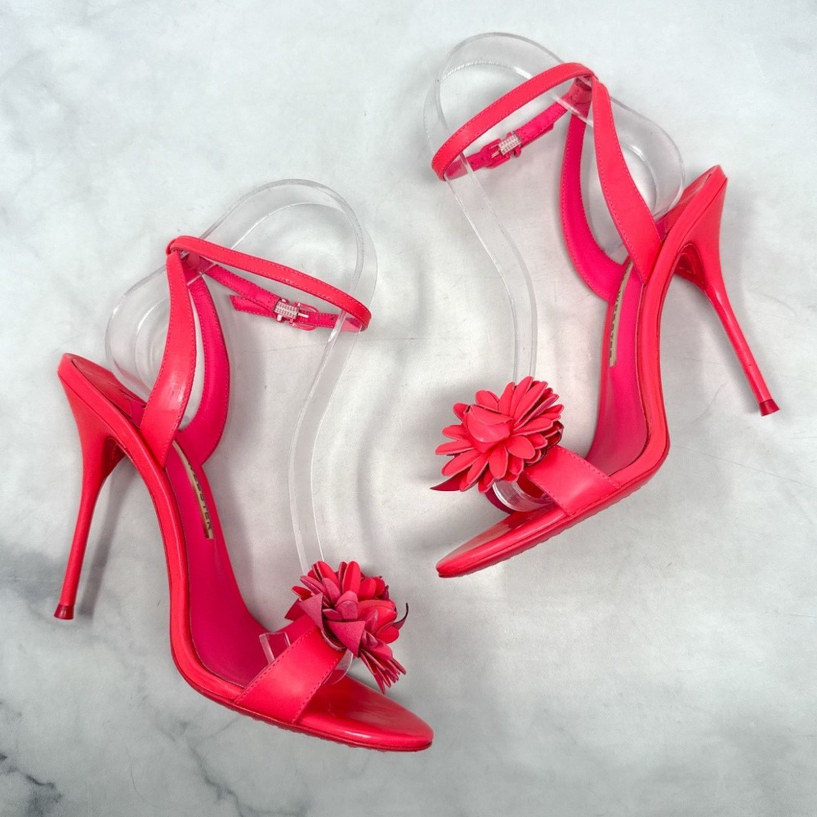 Sophia Webster Sophia Webster Floral Leather Ankle Strap Sandal Heels 37.5 Size US 7.5 / IT 37.5 - 7 Thumbnail