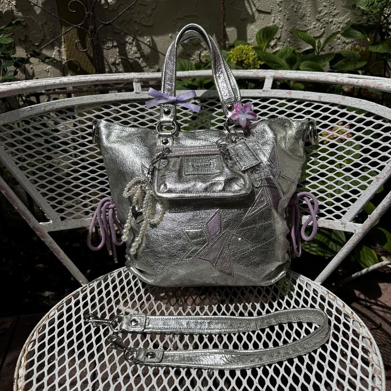 Coach Rare Coach Poppy Silver & Purple Geometric Tote Size ONE SIZE - 1 Thumbnail