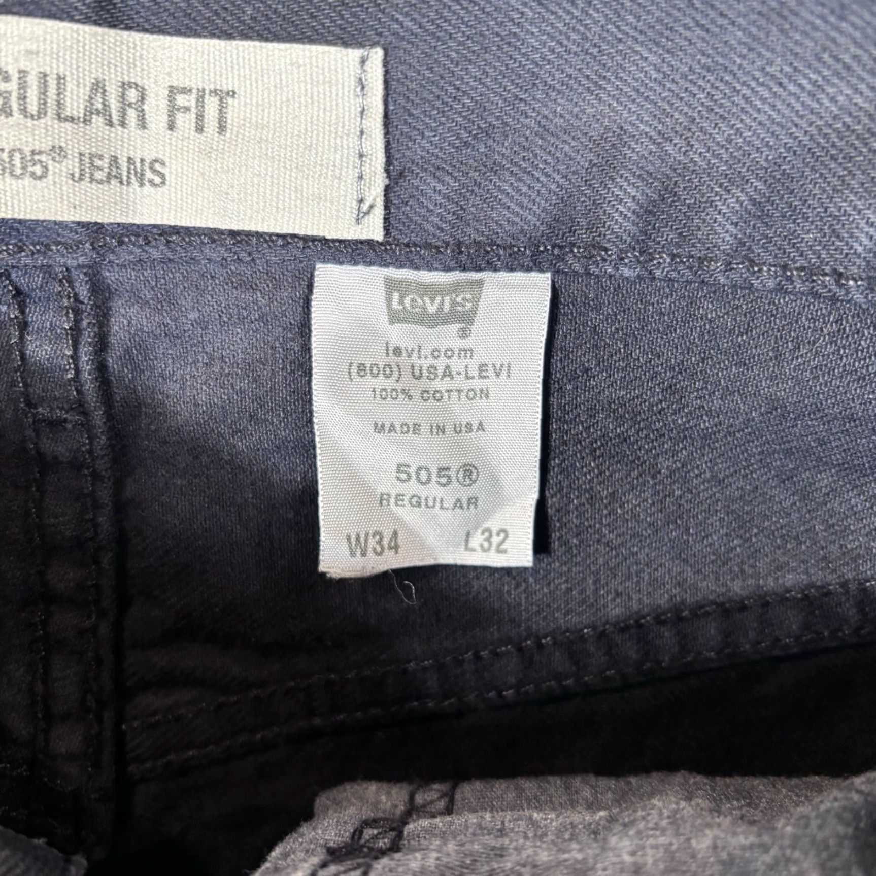 Levi's VINTAGE Levi's 505 Jeans Men's 34x32 Solid Dark Blue Regular Fit 90s USA Made Jeans Size US 34 / EU 50 - 7 Thumbnail