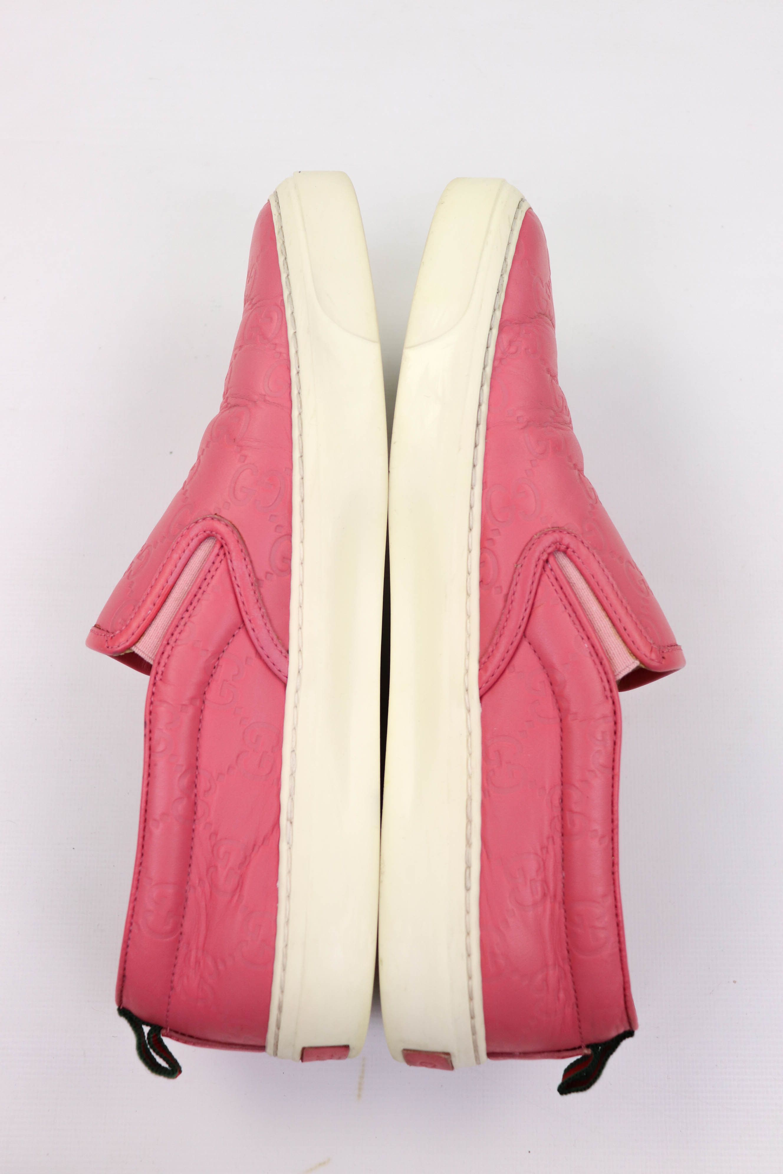 Gucci “Fashion Pink” Leather GG Monogram Slip On Shoes
