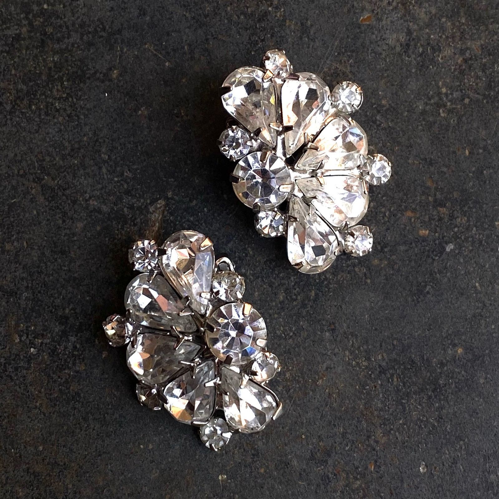 Vintage Vtg Art Deco Costume Faux Diamond Clip-on Earrings Size ONE SIZE - 2 Thumbnail