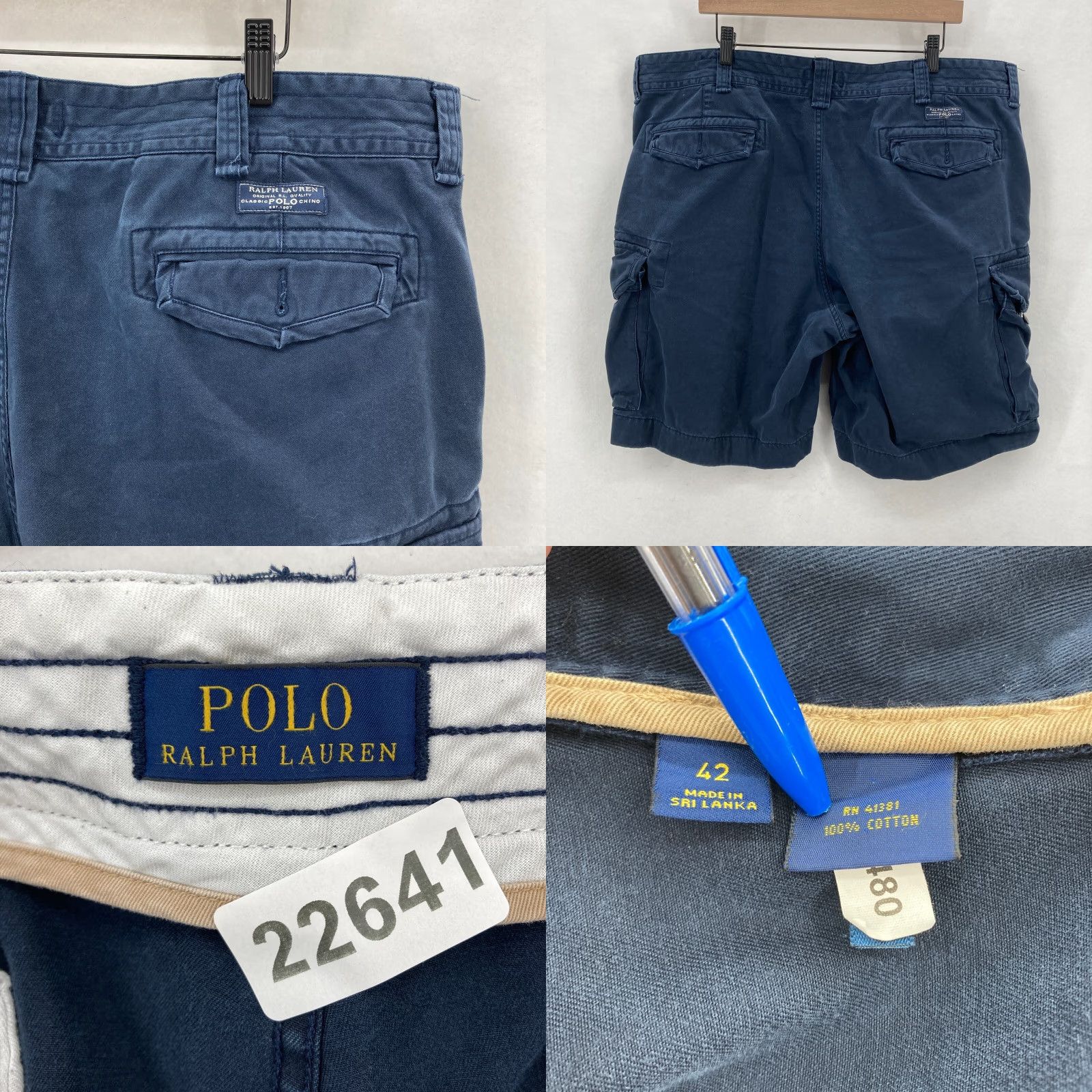 Polo Ralph Lauren Polo Ralph Lauren Cargo Shorts Mens 42 Dark Blue Heavyweight 100% Cotton 10" Cargo Pocket Navy Blue Polo Ralph Lauren Mens Shorts 42 Size US XL / EU 56 / 4 - 8 Thumbnail
