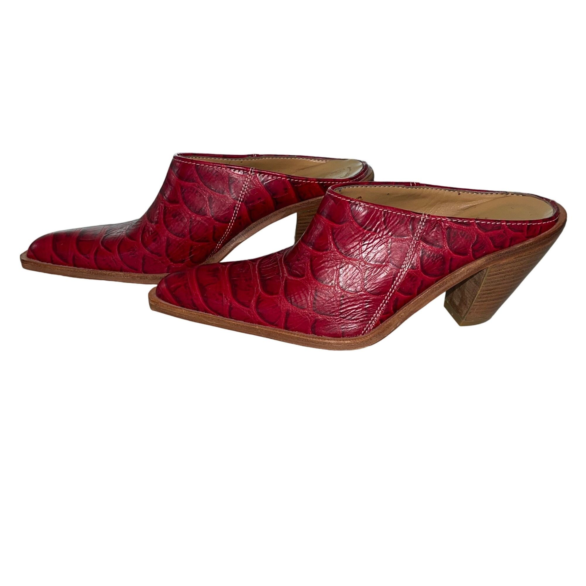 Vintage Arianna Vintage Womens Mules Size 36 Red Leather Size US 6 / IT 36 - 8 Thumbnail