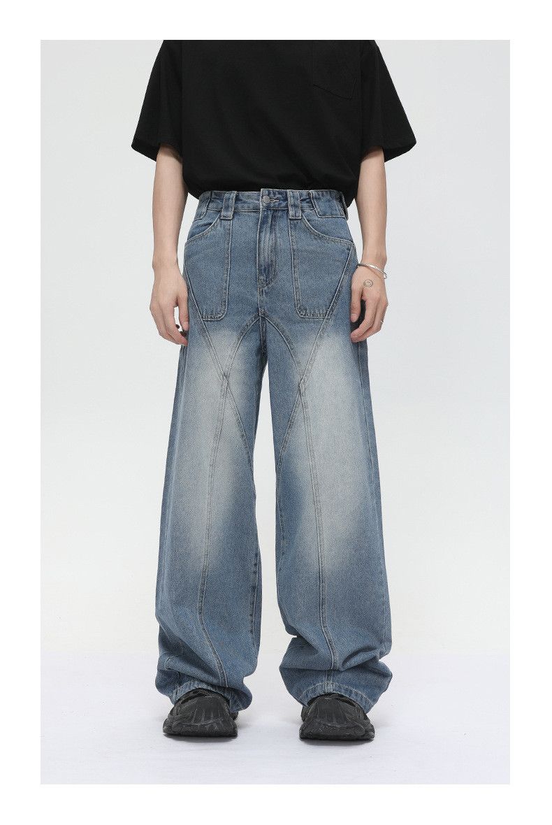 Japanese Brand Men's street heavy-duty wide-leg straight washed jeans Size US 32 / EU 48 - 1 Thumbnail